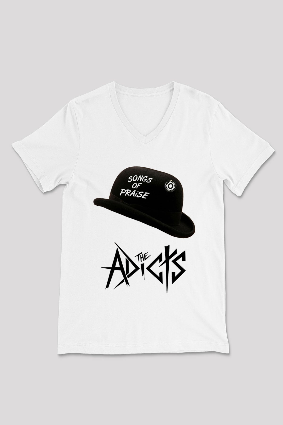The Adicts Beyaz Unisex V Yaka Tişört T-Shirt