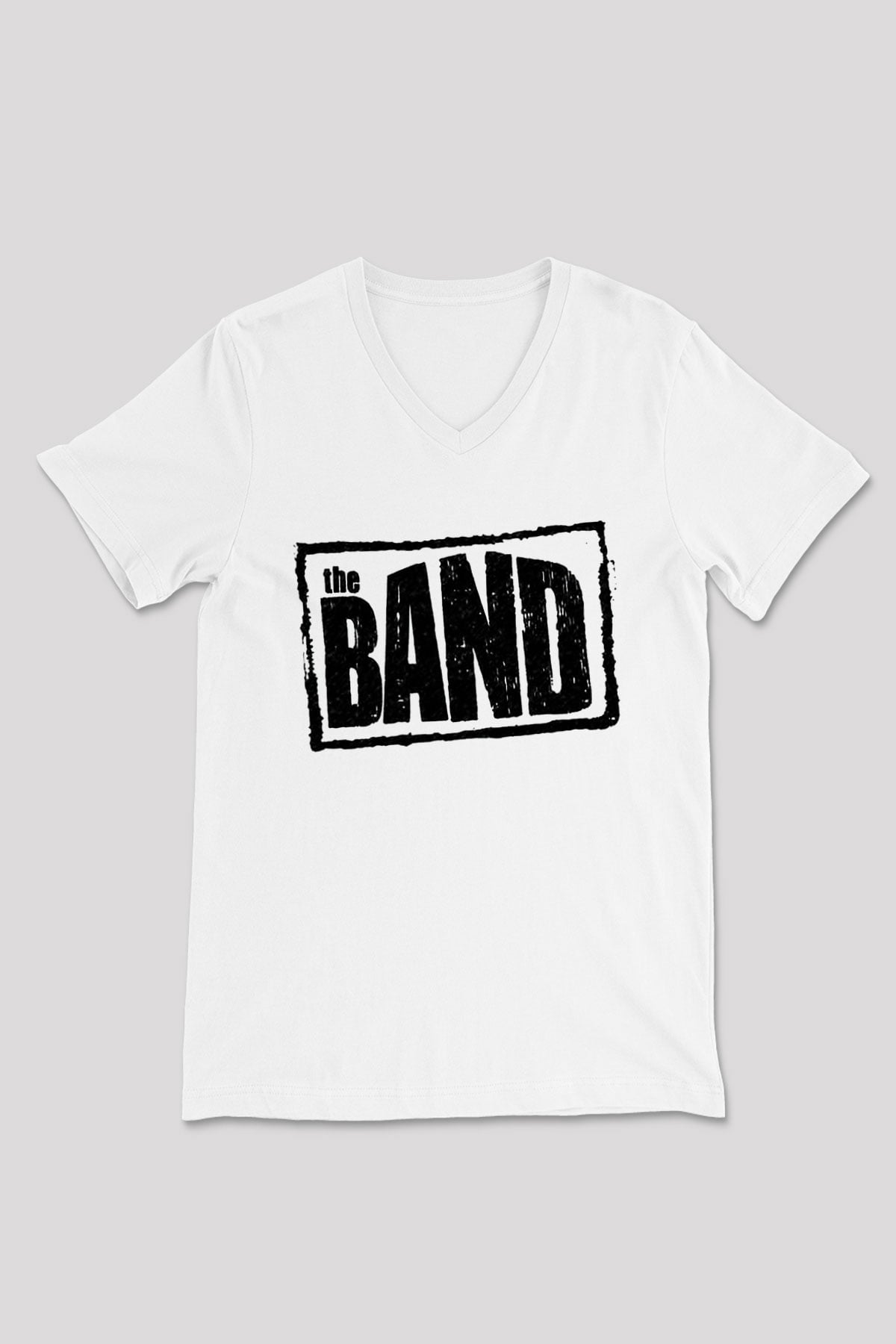 The Band Beyaz Unisex V Yaka Tişört T-Shirt