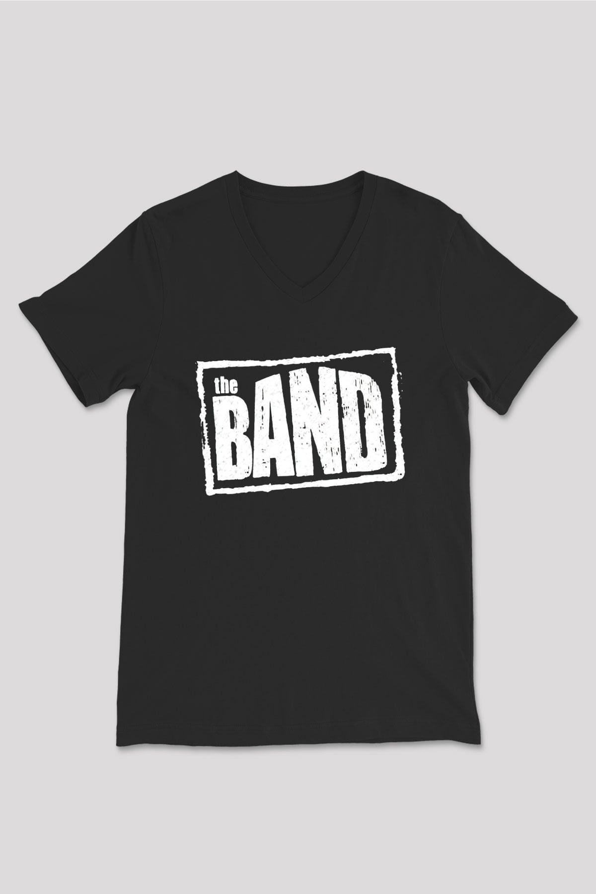 The Band Siyah Unisex V Yaka Tişört T-Shirt
