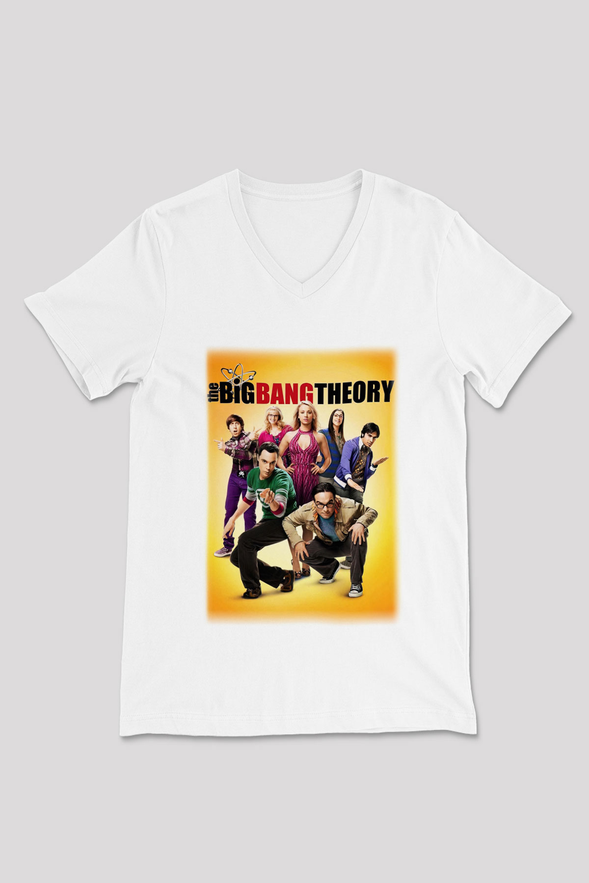 The Big Bang Theory Beyaz Unisex V Yaka Tişört T-Shirt