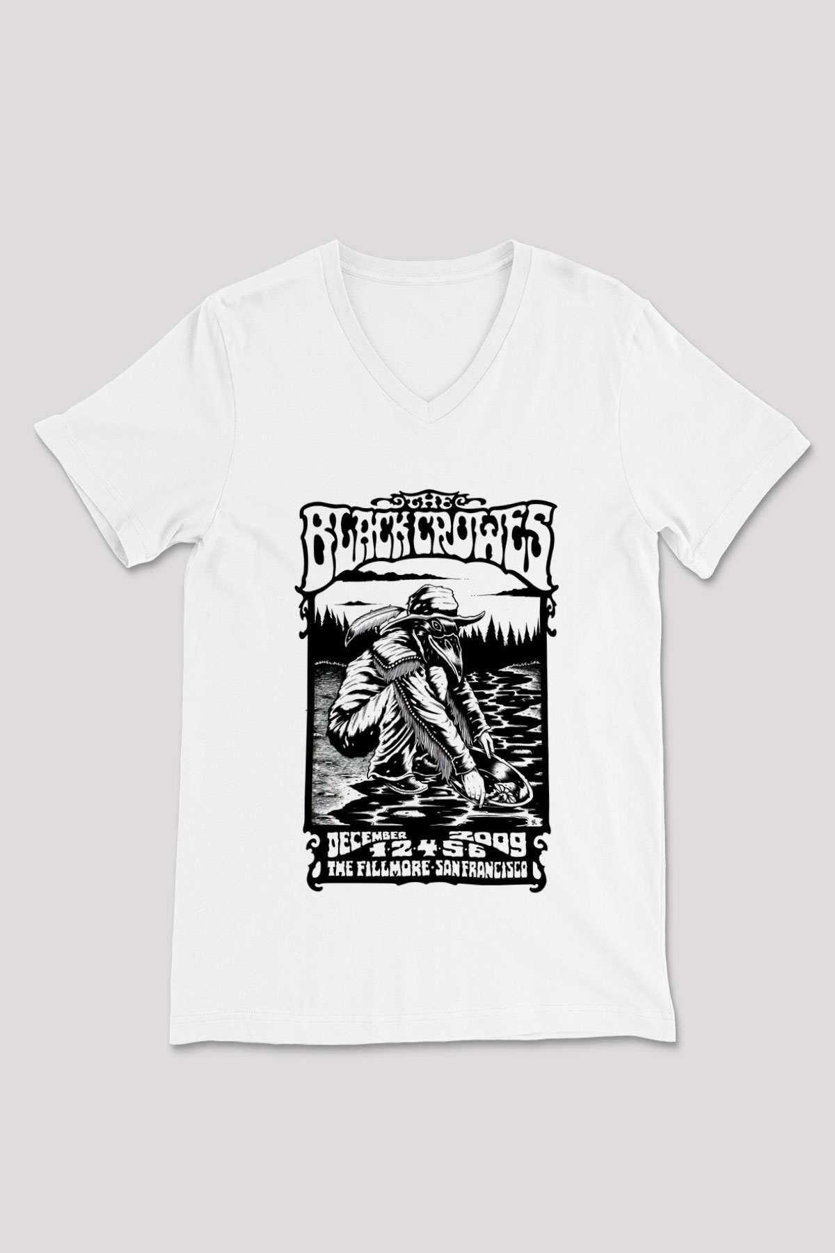 The Black Crowes Beyaz Unisex V Yaka Tişört T-Shirt