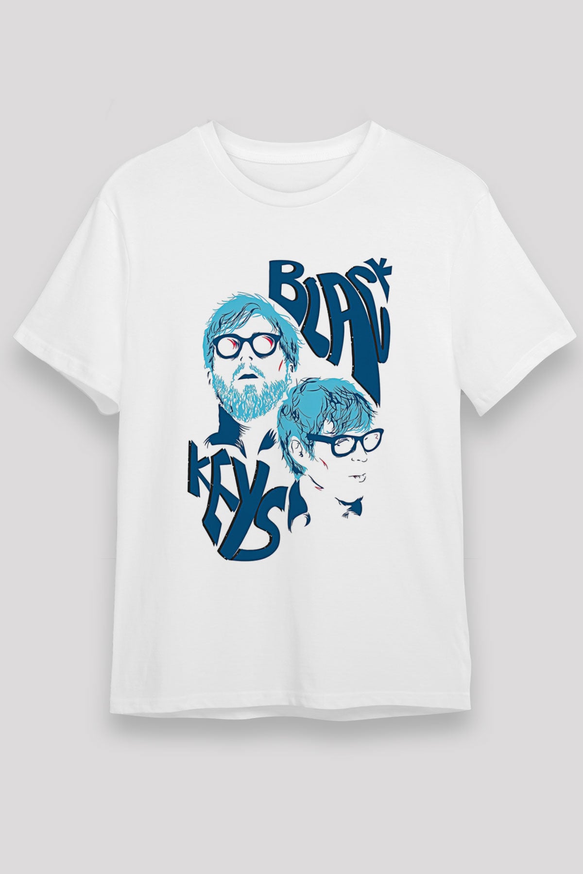 The Black Keys Baskılı Unisex Beyaz Tişört - Tshirt