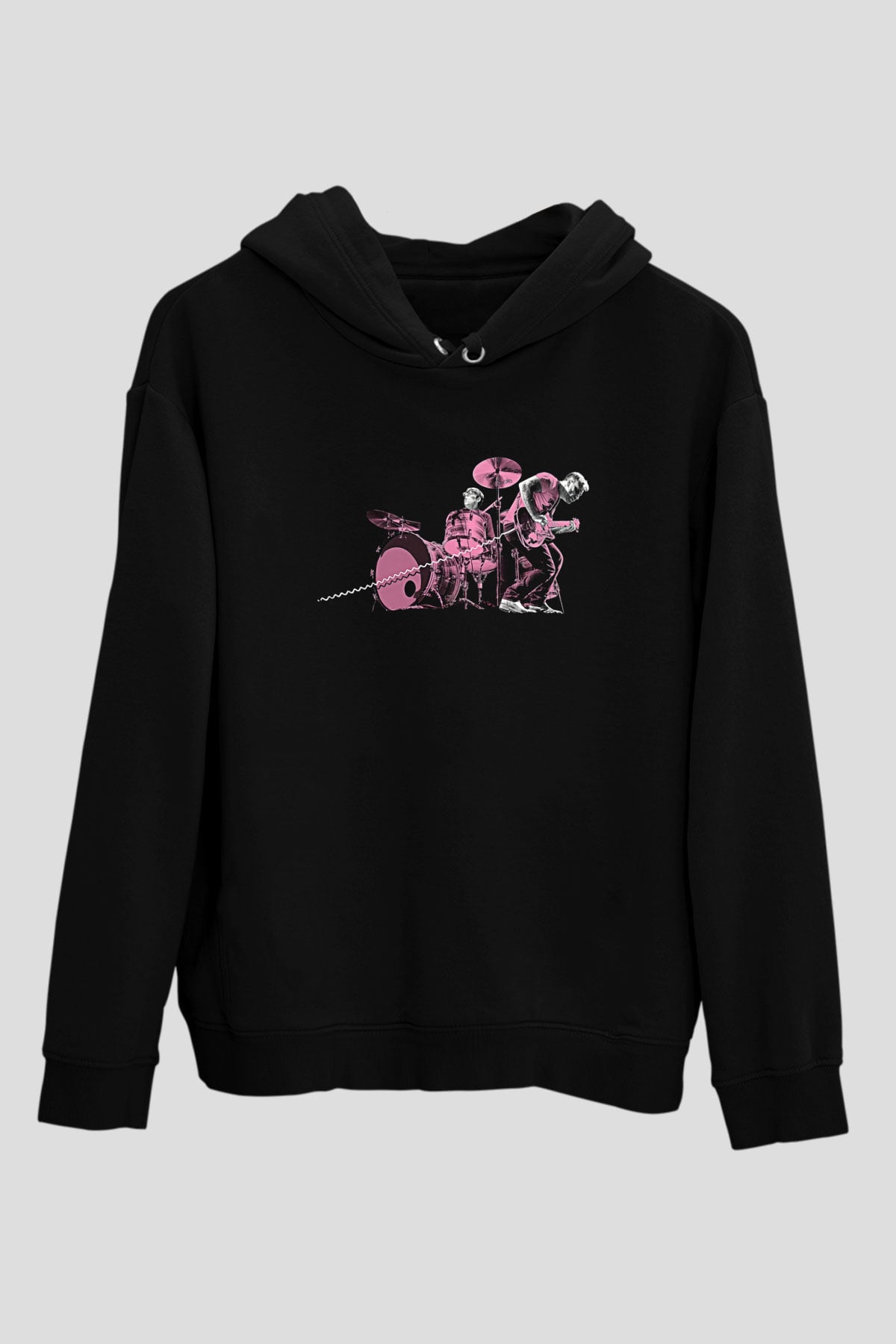 The Black Keys Baskılı Unisex Siyah Kapüşonlu Sweatshirt