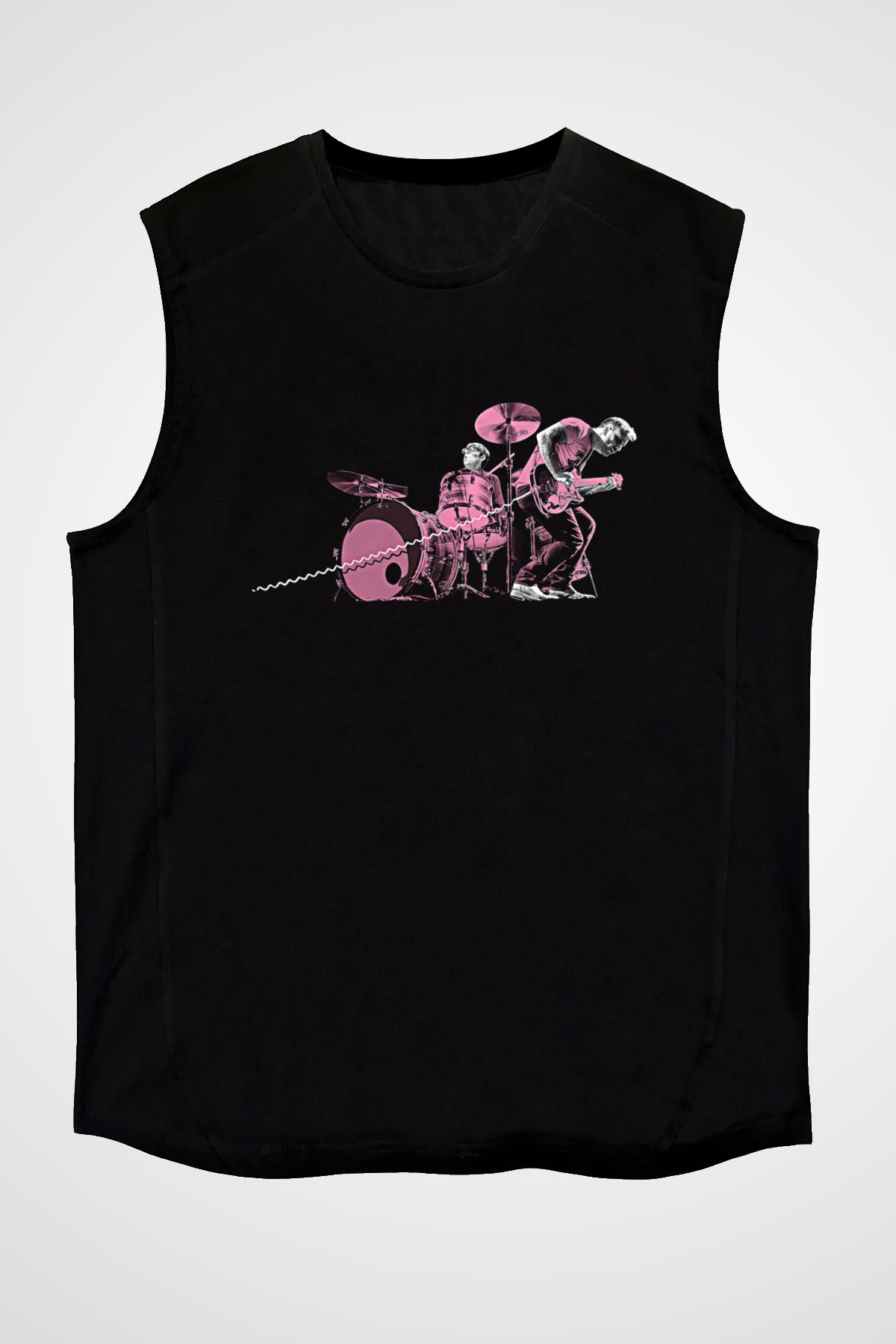 The Black Keys Baskılı Unisex Siyah Kolsuz Tişört - Tshirt