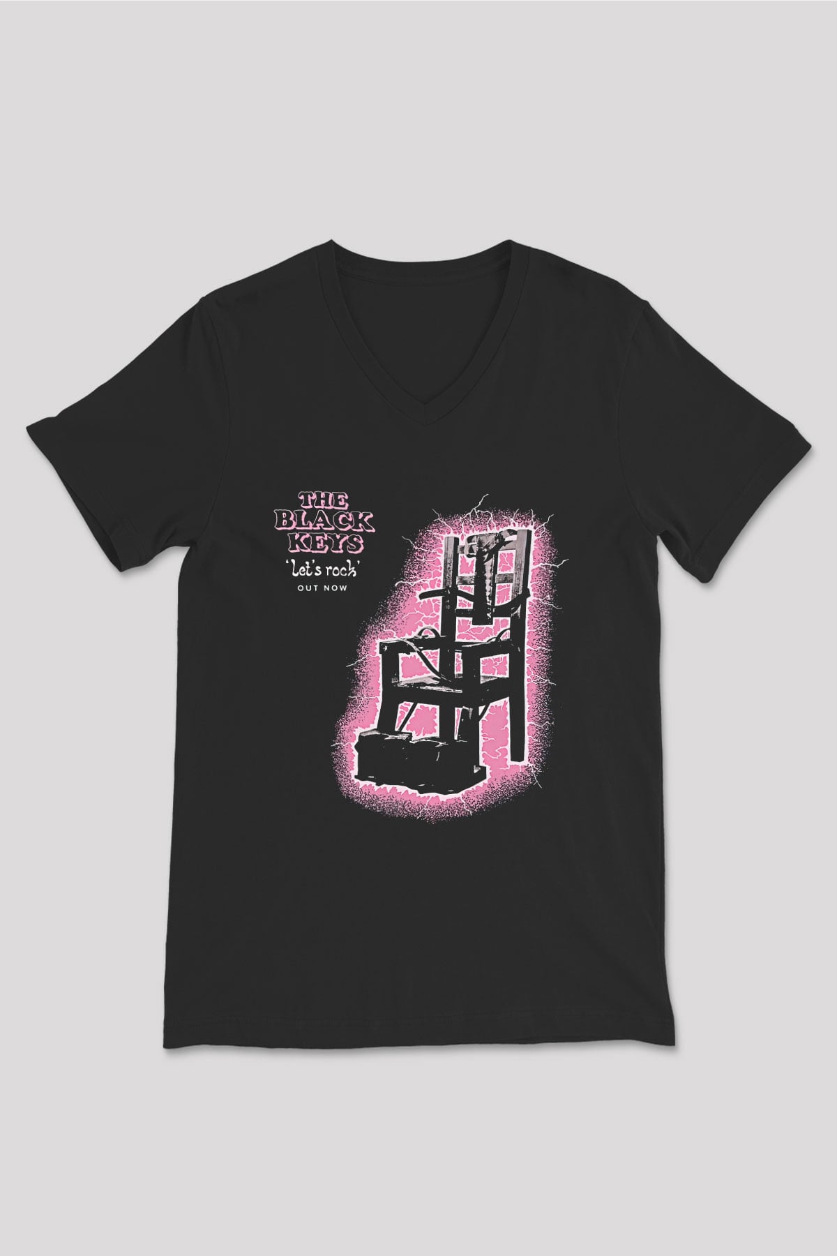 The Black Keys Baskılı Unisex Siyah V Yaka Tişört - Tshirt