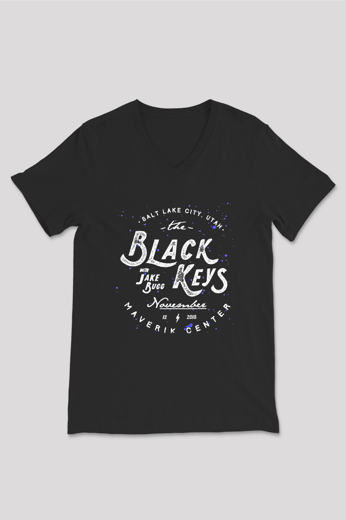 The Black Keys Baskılı Unisex Siyah V Yaka Tişört - Tshirt