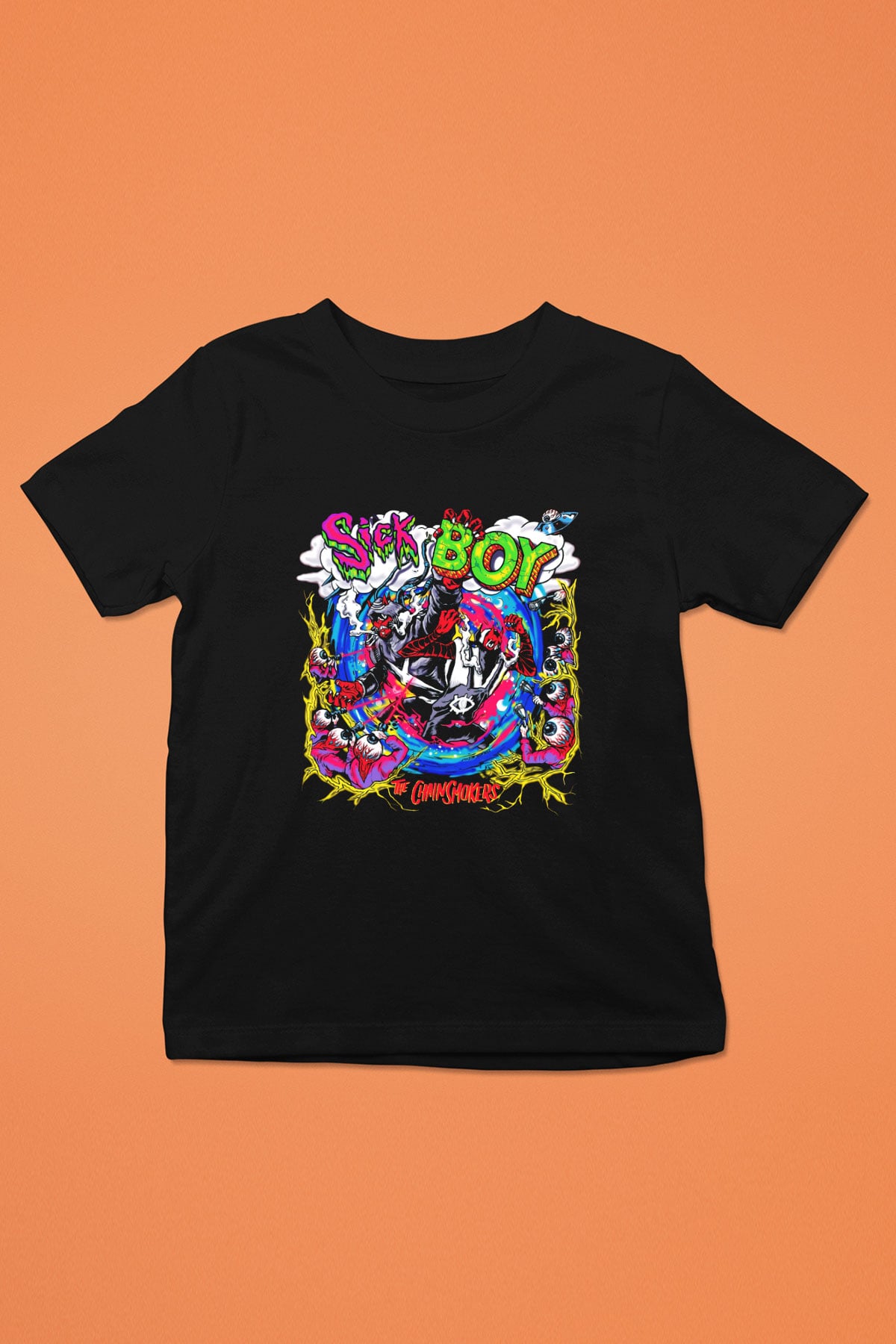 The Chainsmokers Baskılı Siyah Unisex Çocuk Tişört