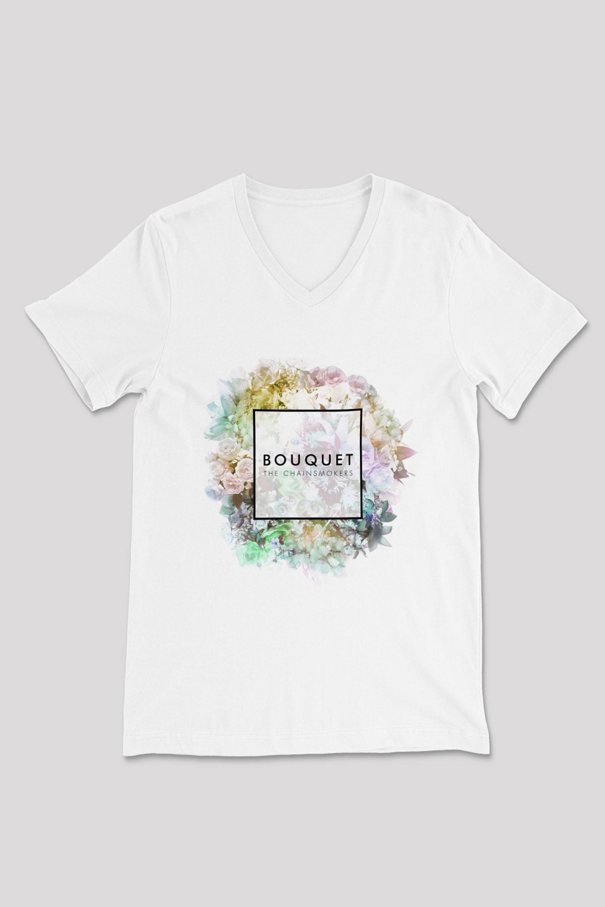The Chainsmokers Beyaz Unisex V Yaka Tişört