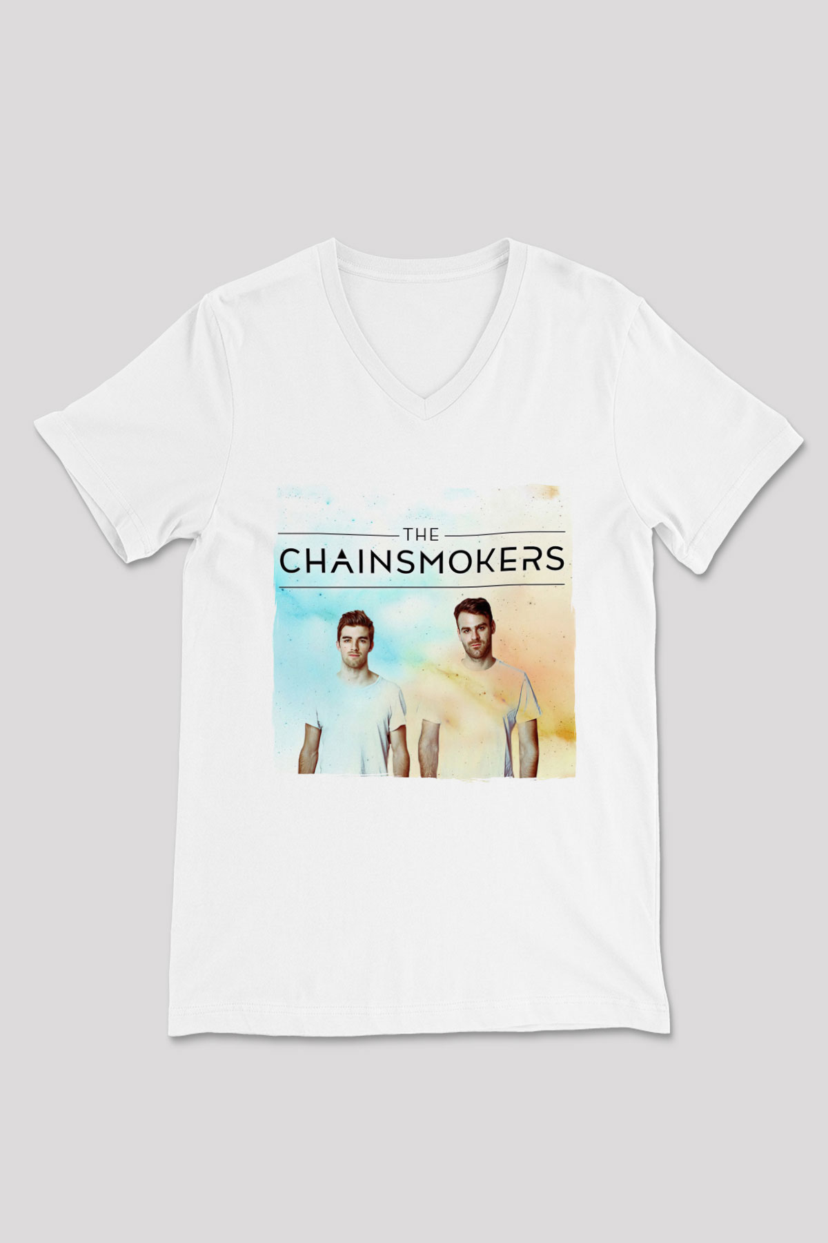 The Chainsmokers Beyaz Unisex V Yaka Tişört