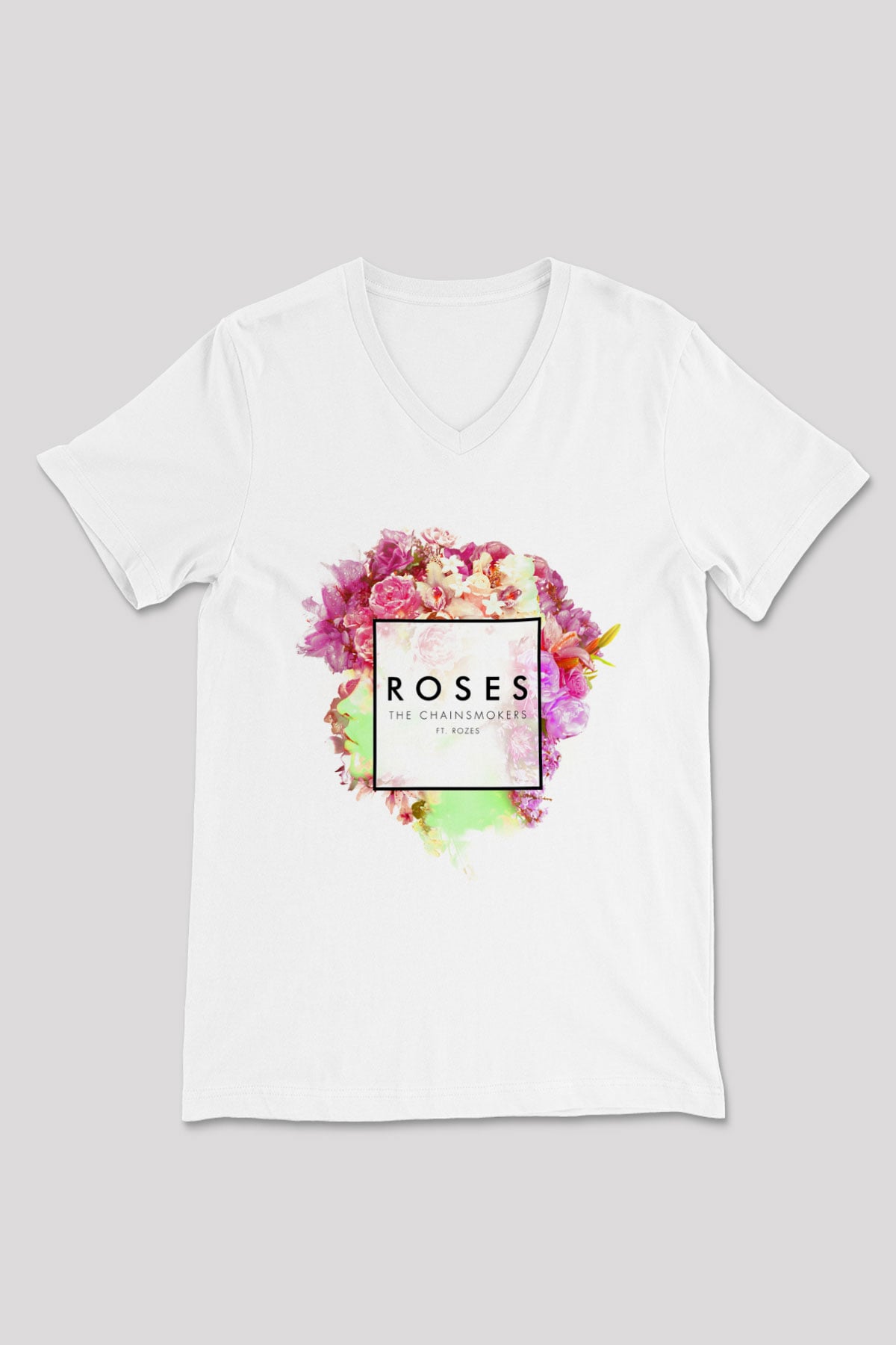 The Chainsmokers Beyaz Unisex V Yaka Tişört T-Shirt