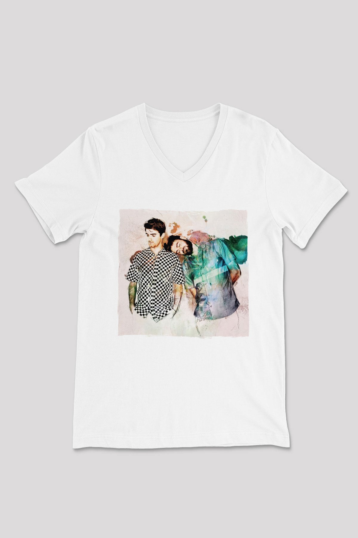 The Chainsmokers Beyaz Unisex V Yaka Tişört