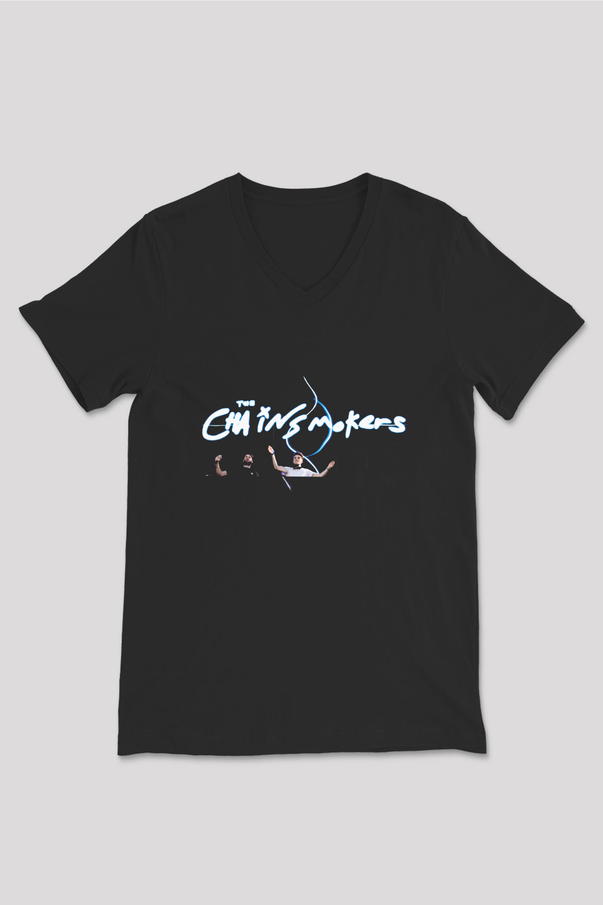 The Chainsmokers Siyah Unisex V Yaka Tişört T-Shirt