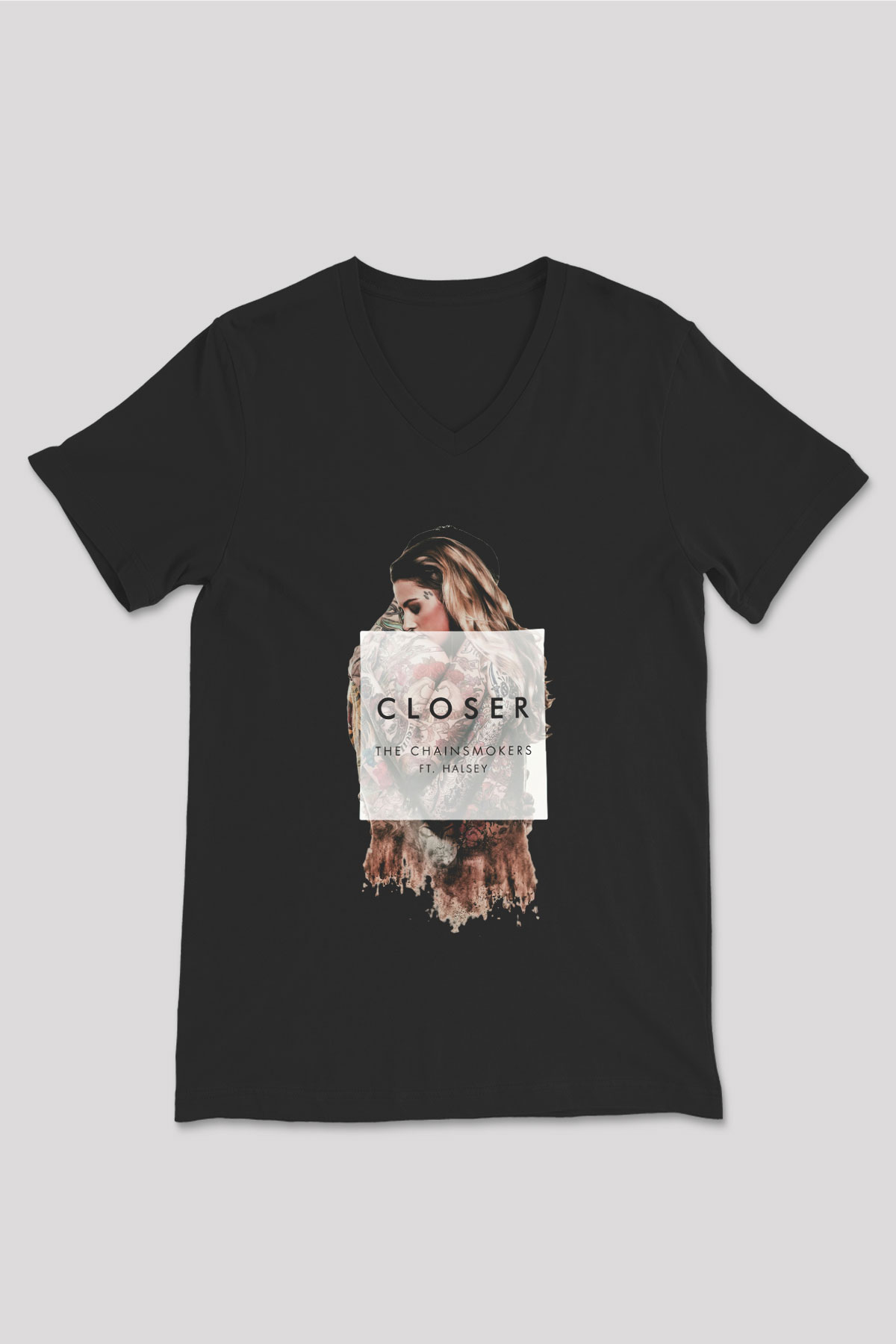 The Chainsmokers Siyah Unisex V Yaka Tişört T-Shirt