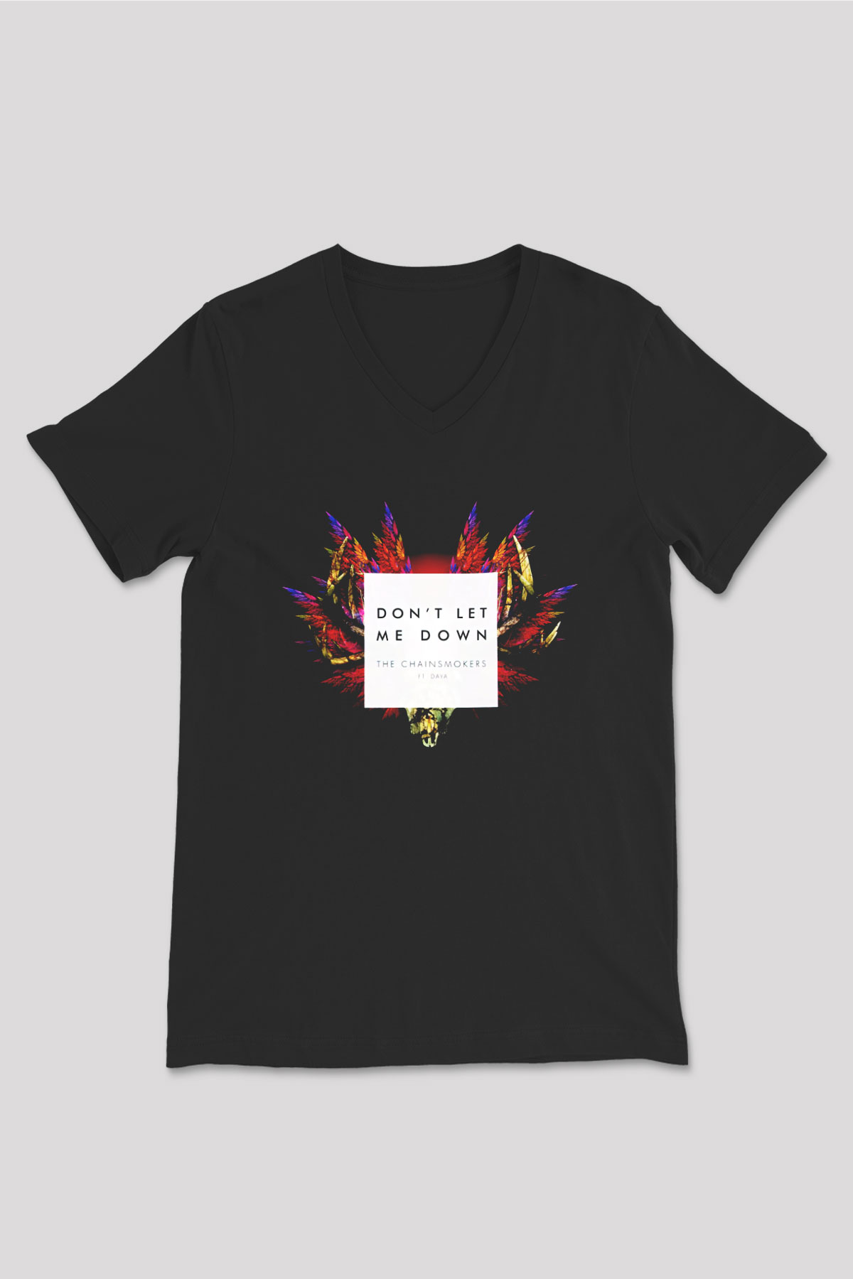 The Chainsmokers Siyah Unisex V Yaka Tişört T-Shirt