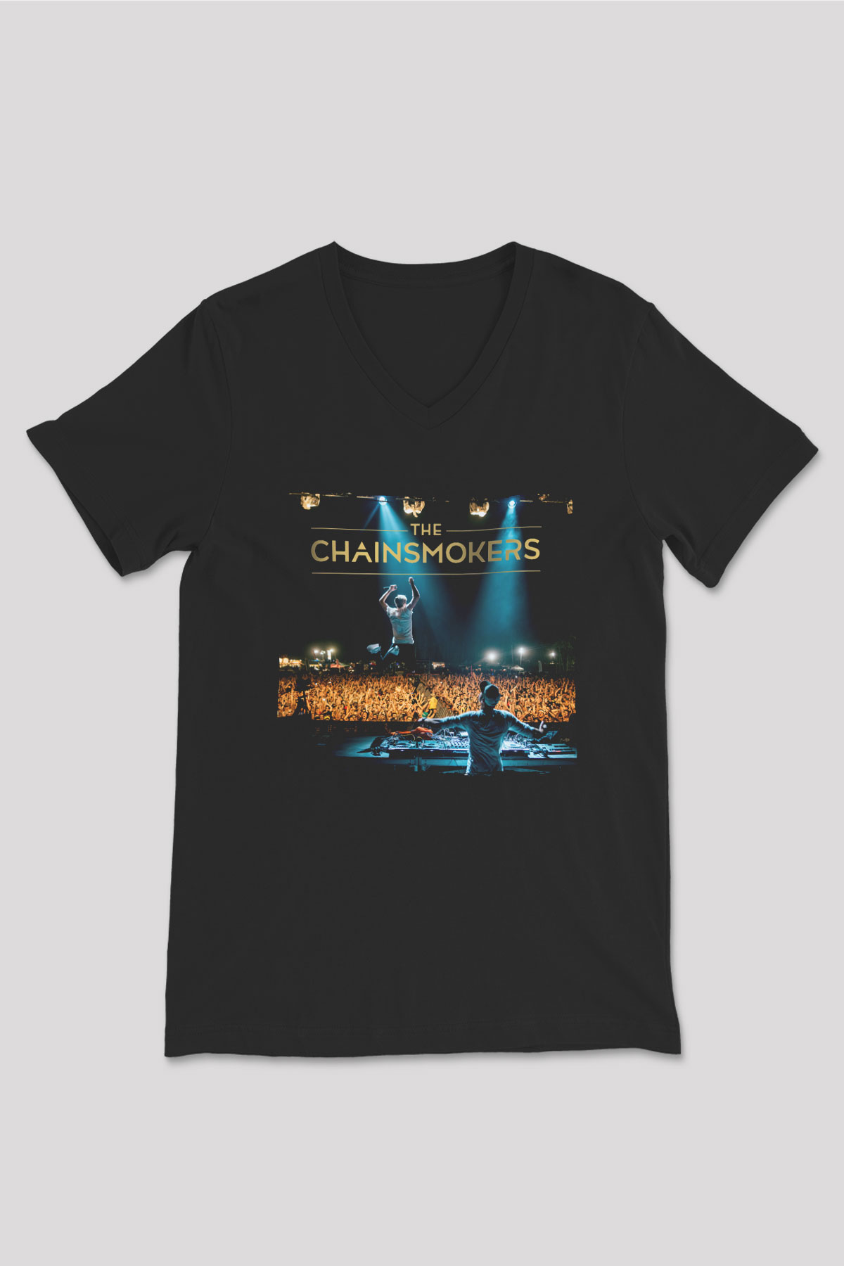 The Chainsmokers Siyah Unisex V Yaka Tişört