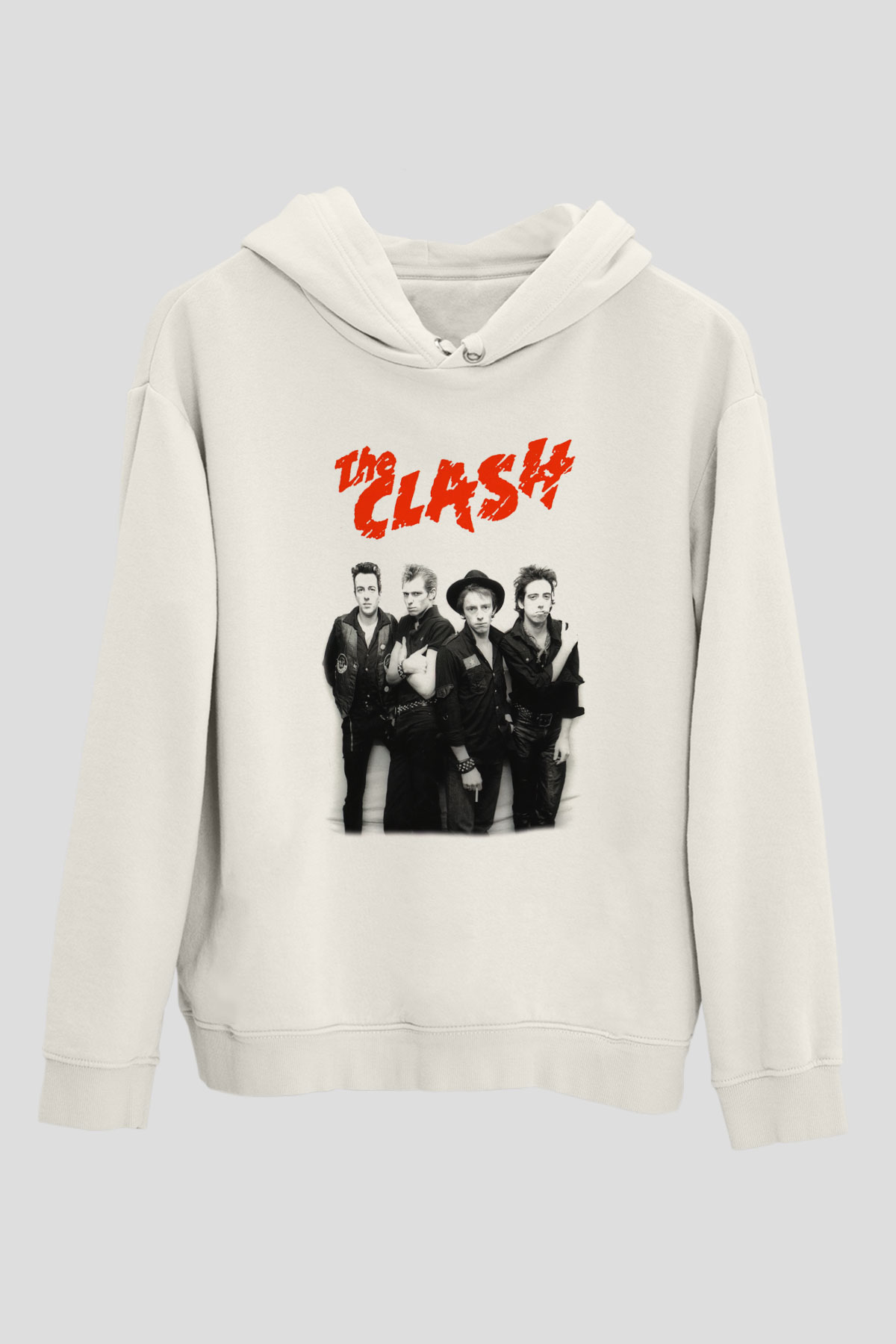The Clash Beyaz Unisex Kapşonlu Sweatshirt