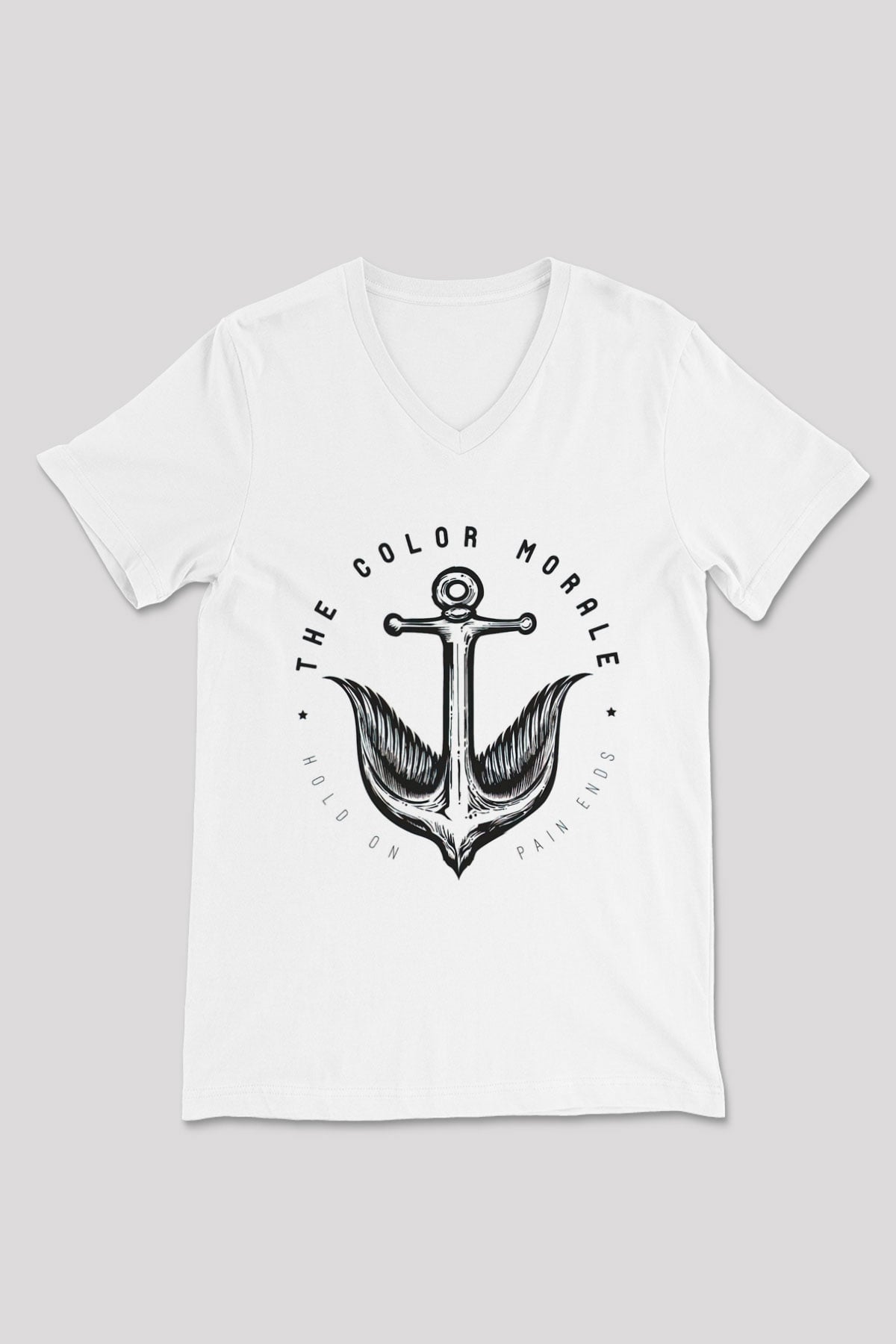 The Color Morale Beyaz Unisex V Yaka Tişört