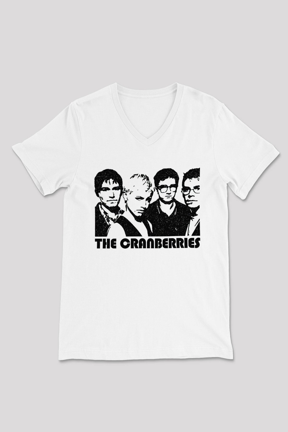 The Cranberries Baskılı Beyaz Unisex V Yaka Tişört - Tshirt