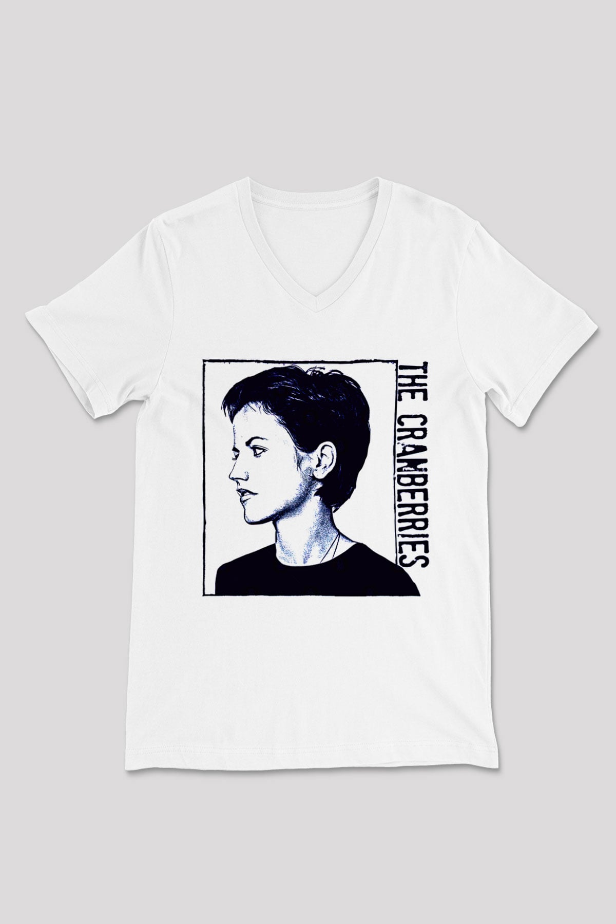 The Cranberries Baskılı Beyaz Unisex V Yaka Tişört - Tshirt