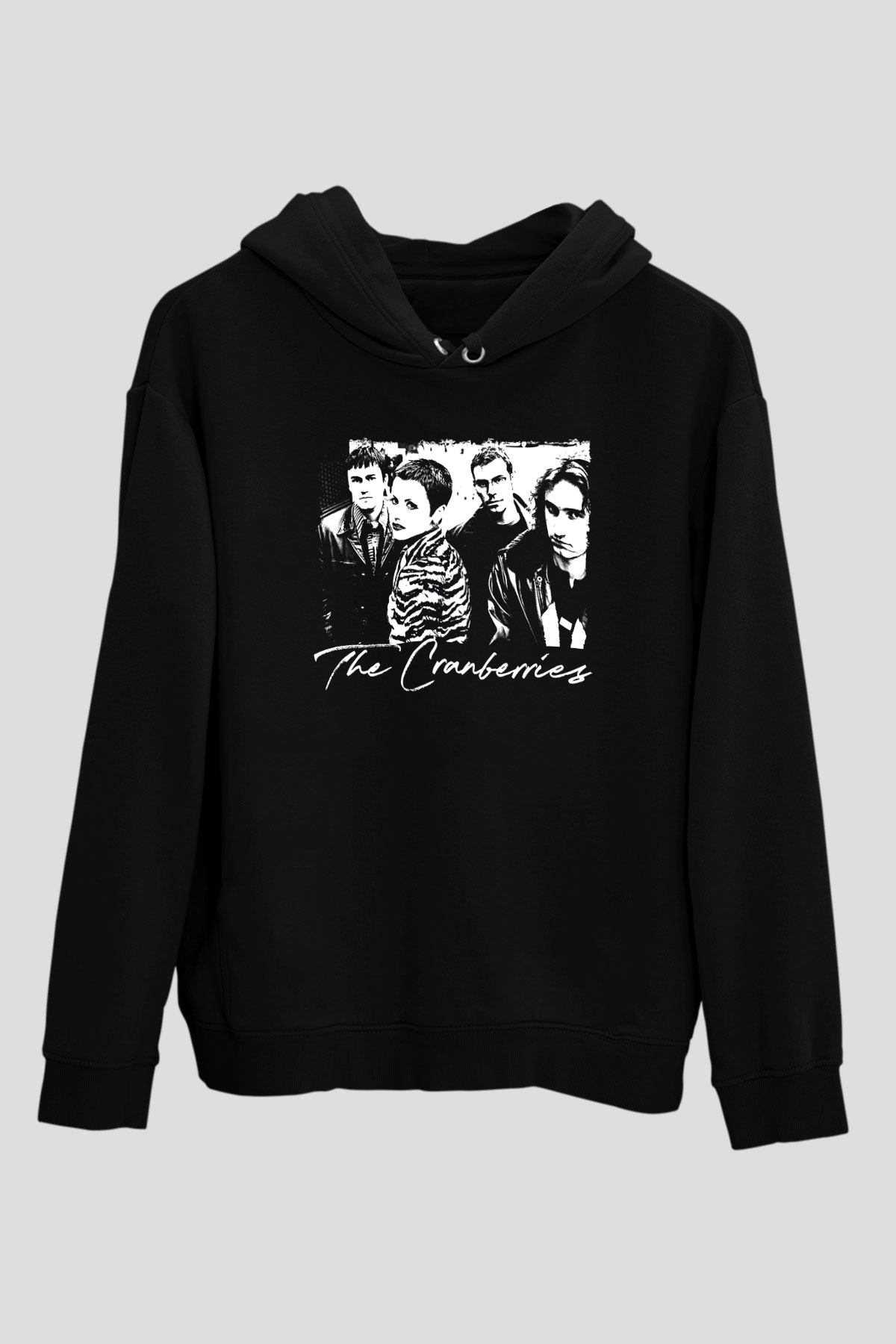 The Cranberries Baskılı Unisex Siyah Kapüşonlu Sweatshirt