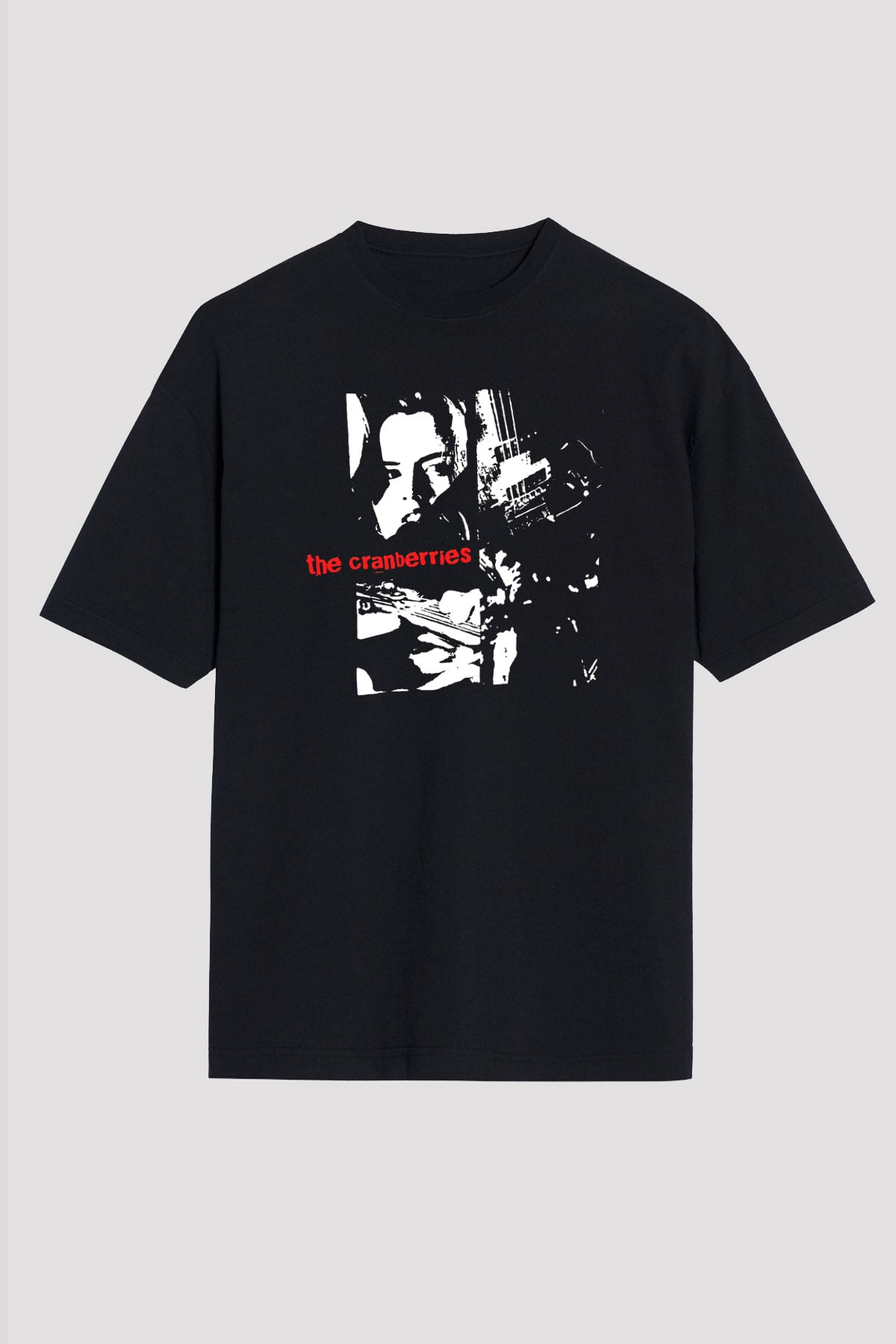 The Cranberries Baskılı Unisex Siyah Oversize Tişört - Tshirt