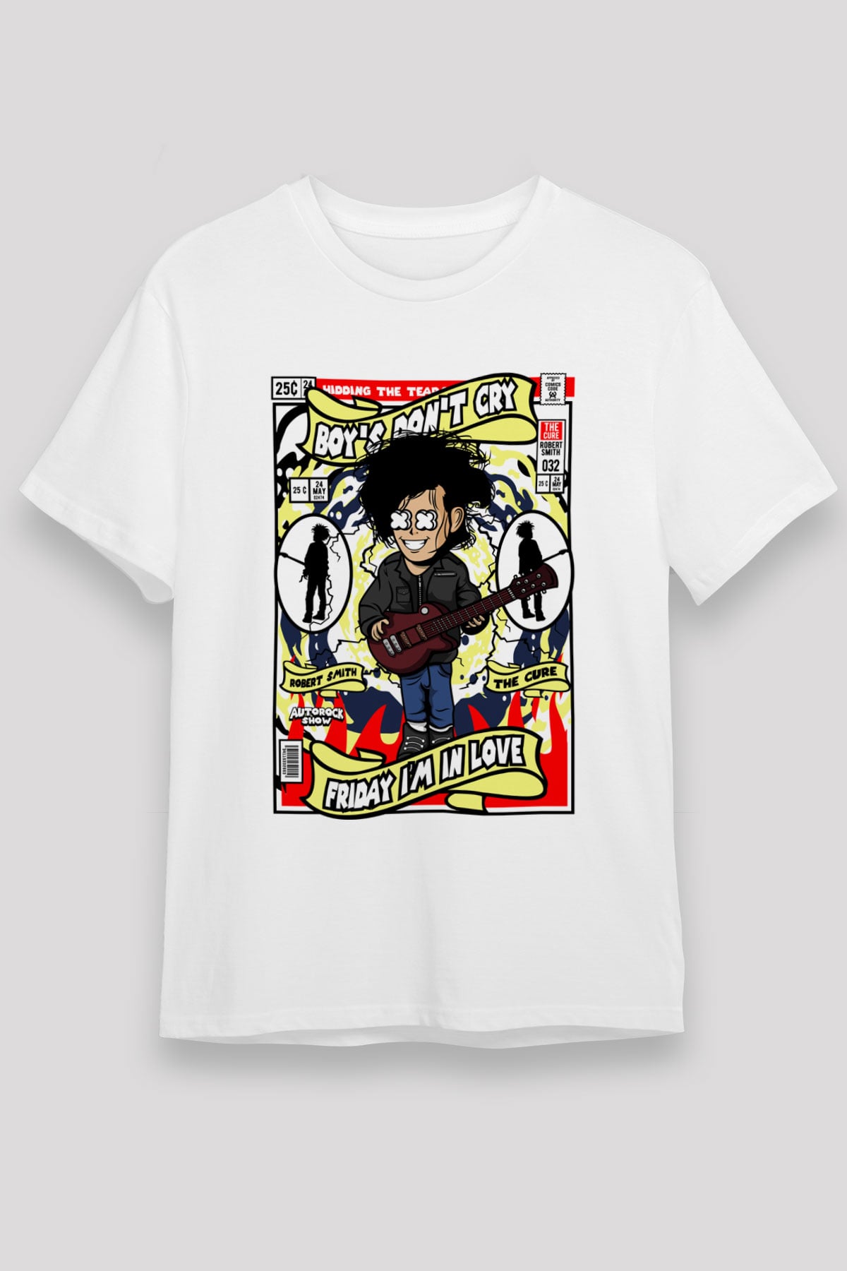 The Cure Baskılı Unisex Beyaz Tişört