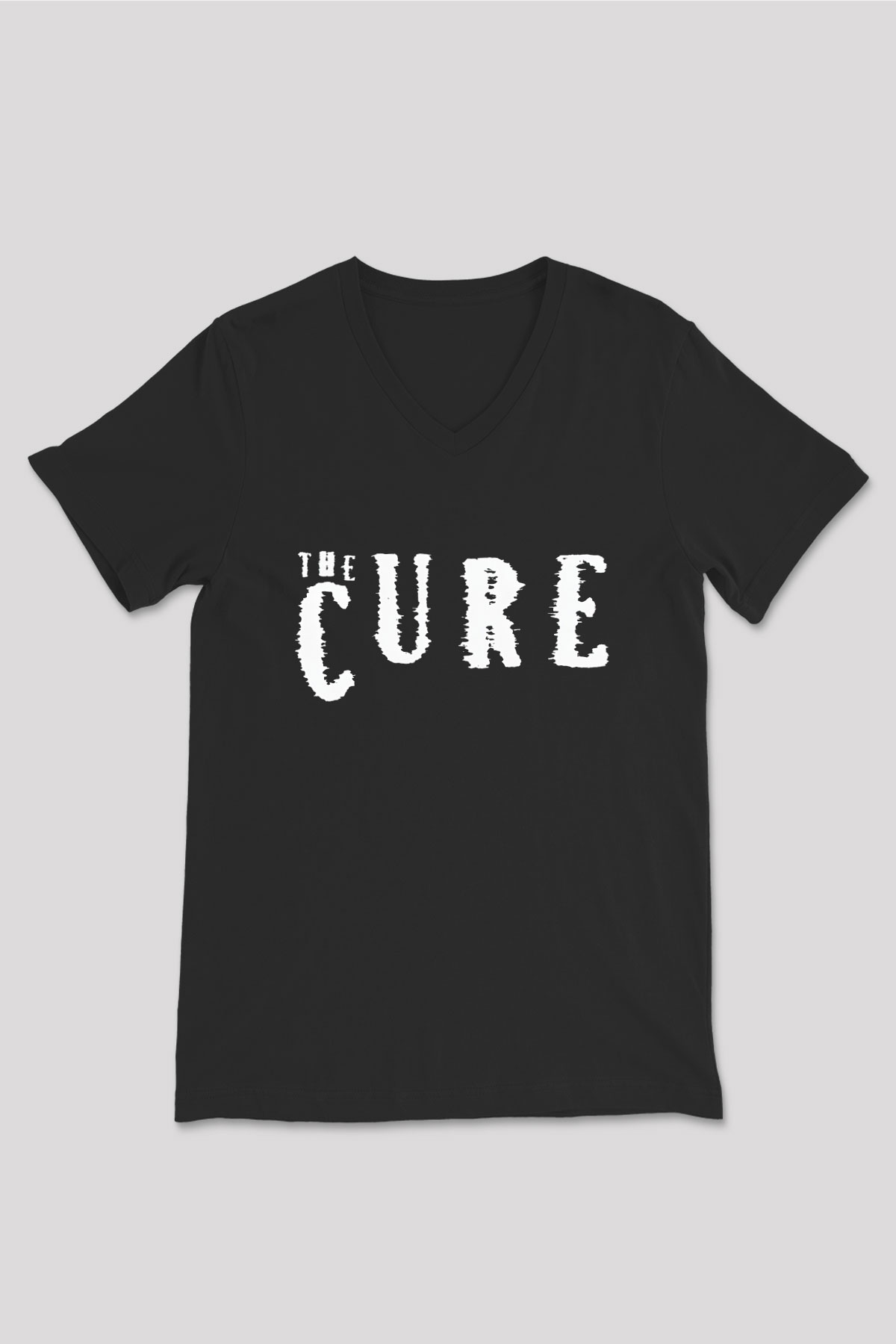 The Cure Siyah Unisex V Yaka Tişört T-Shirt