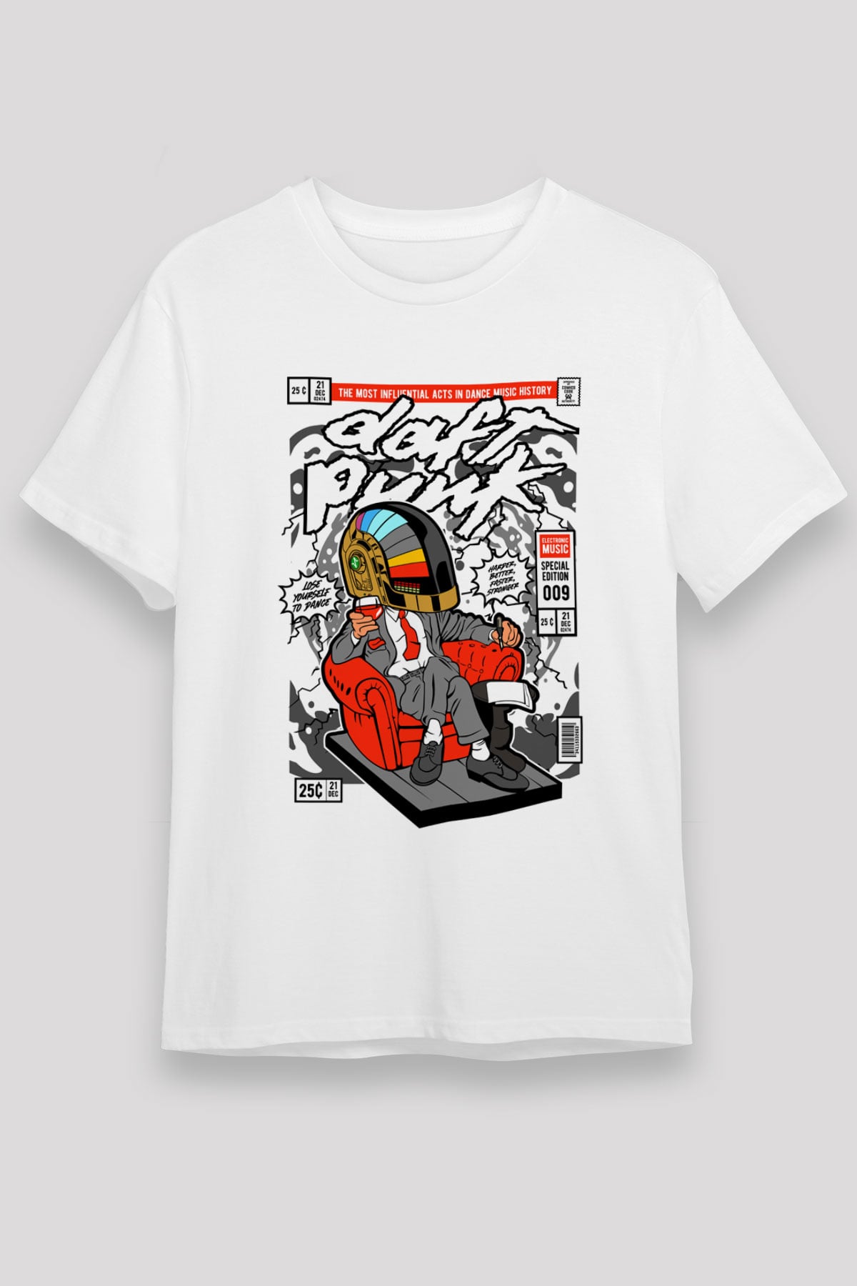 The Daft Punk Boss Baskılı Unisex Beyaz Tişört