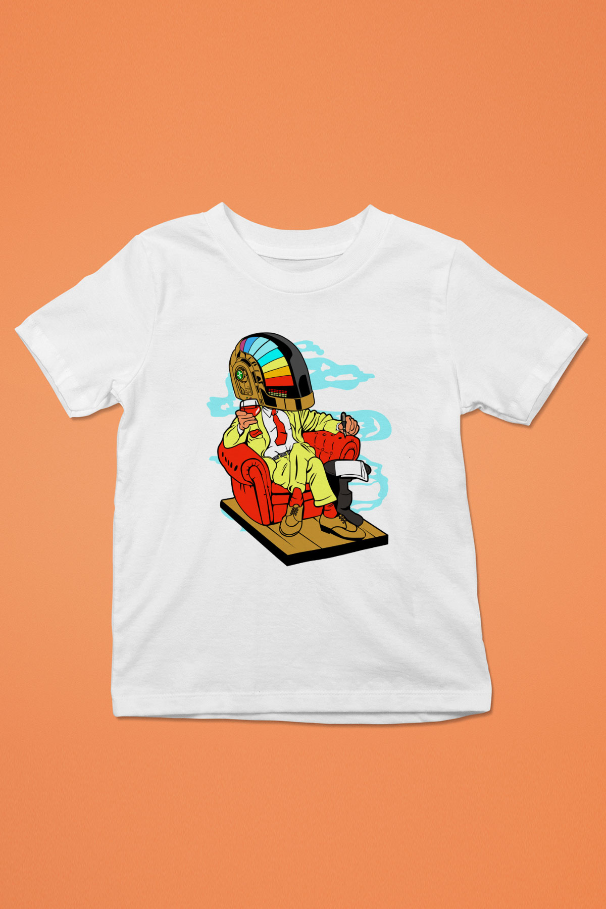 The Daft Punk Boss Baskılı Unisex Beyaz Çocuk Tişört