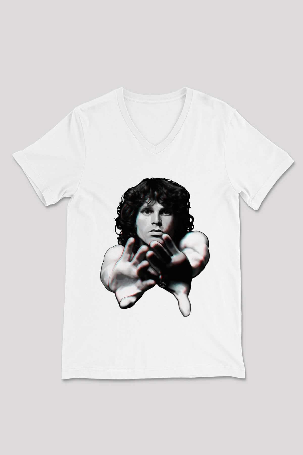 The Doors Beyaz Unisex V Yaka Tişört