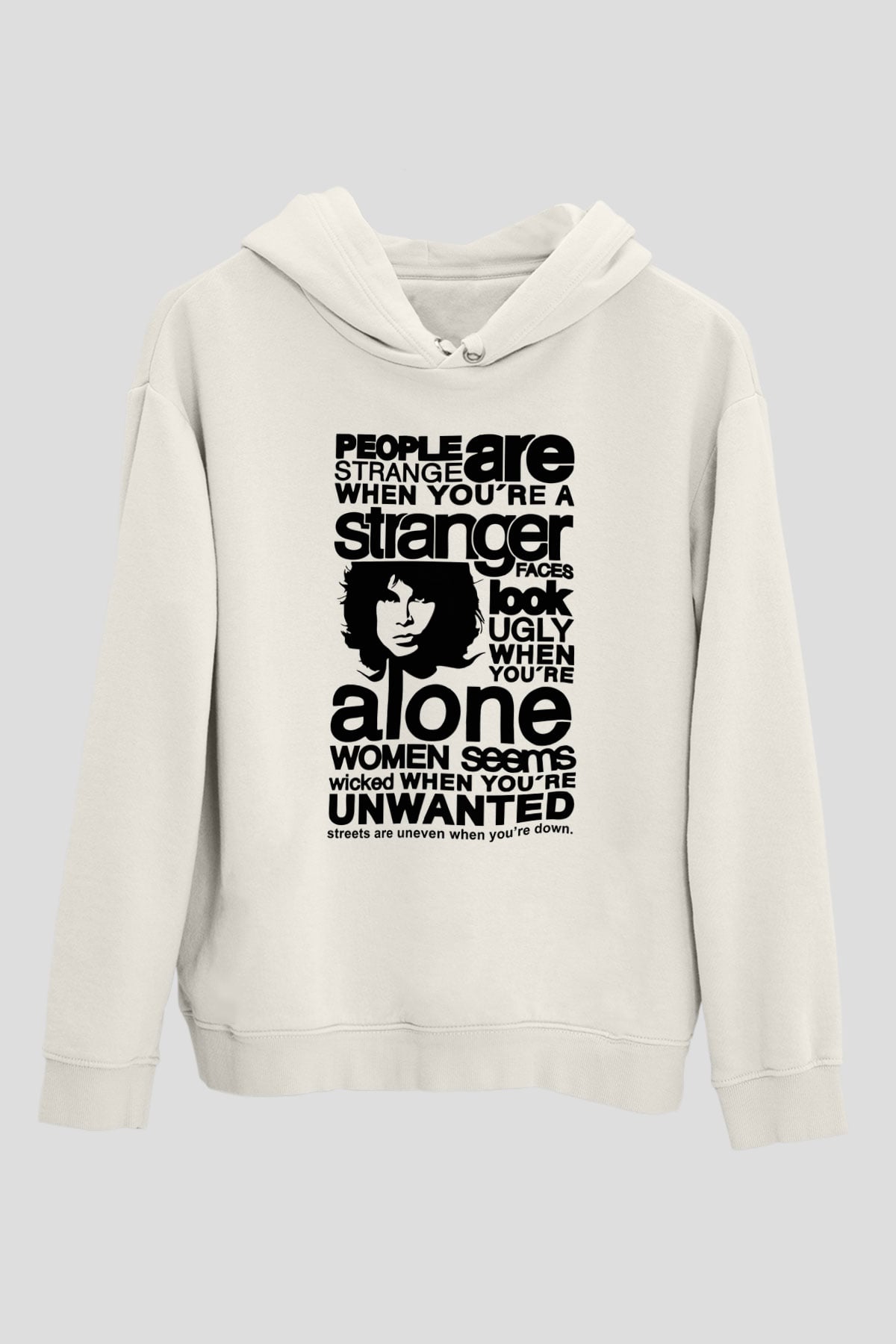 The Doors People Are Strange When You're A Stranger Beyaz Unisex Kapüşonlu Sweatshirt