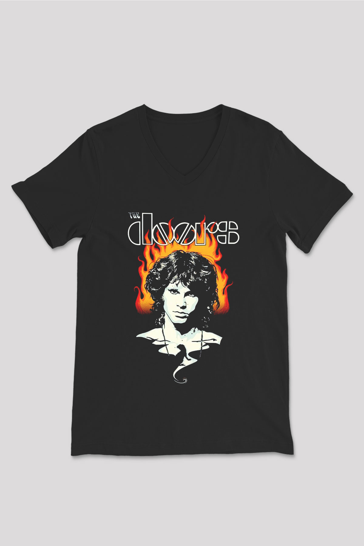 The Doors Siyah Unisex V Yaka Tişört