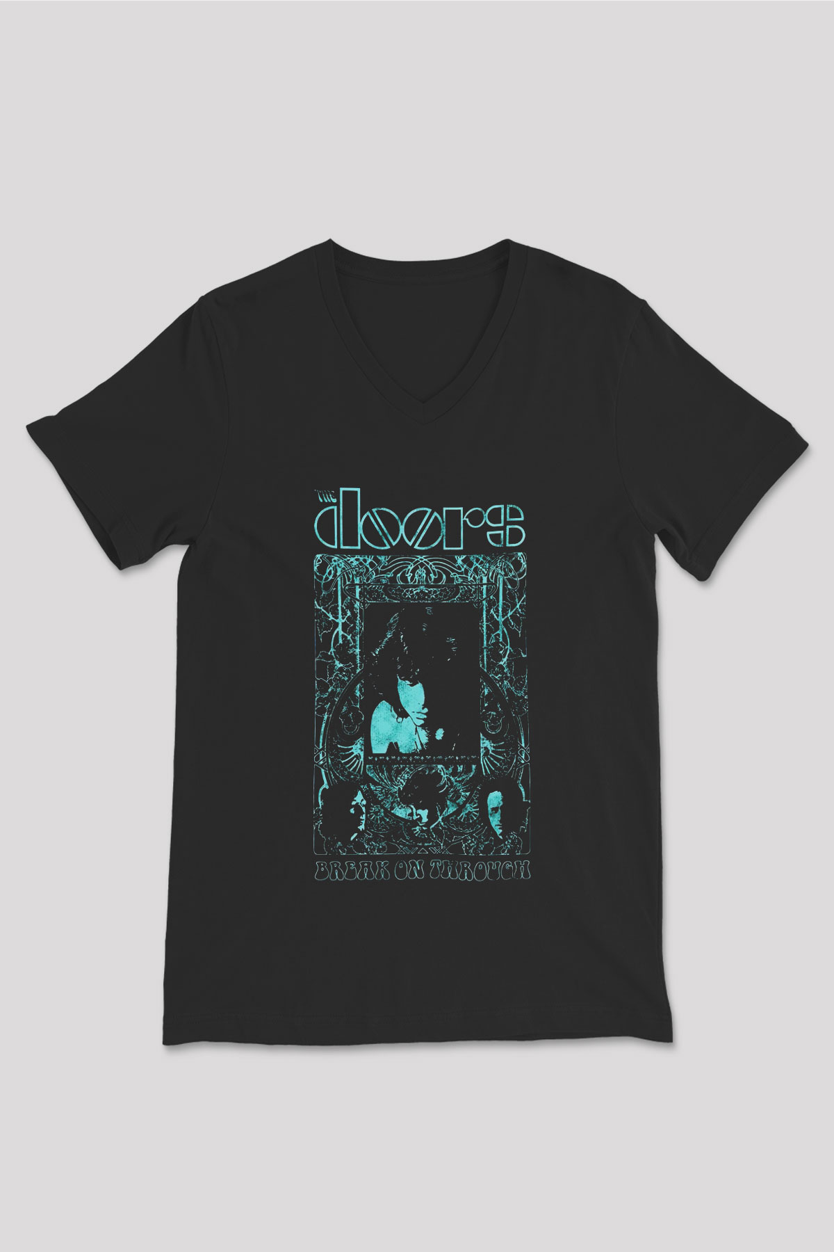 The Doors Siyah Unisex V Yaka Tişört