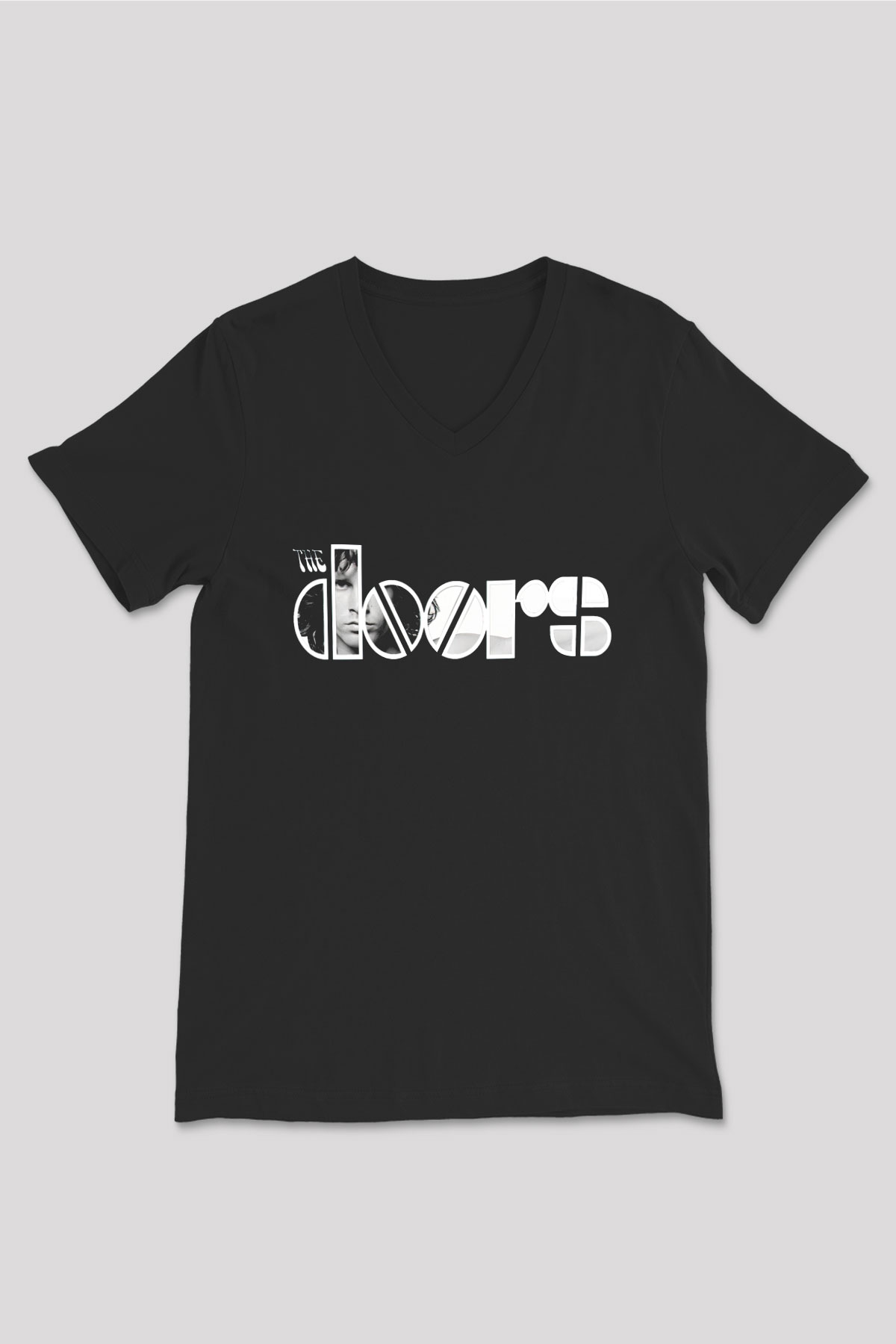 The Doors Siyah Unisex V Yaka Tişört