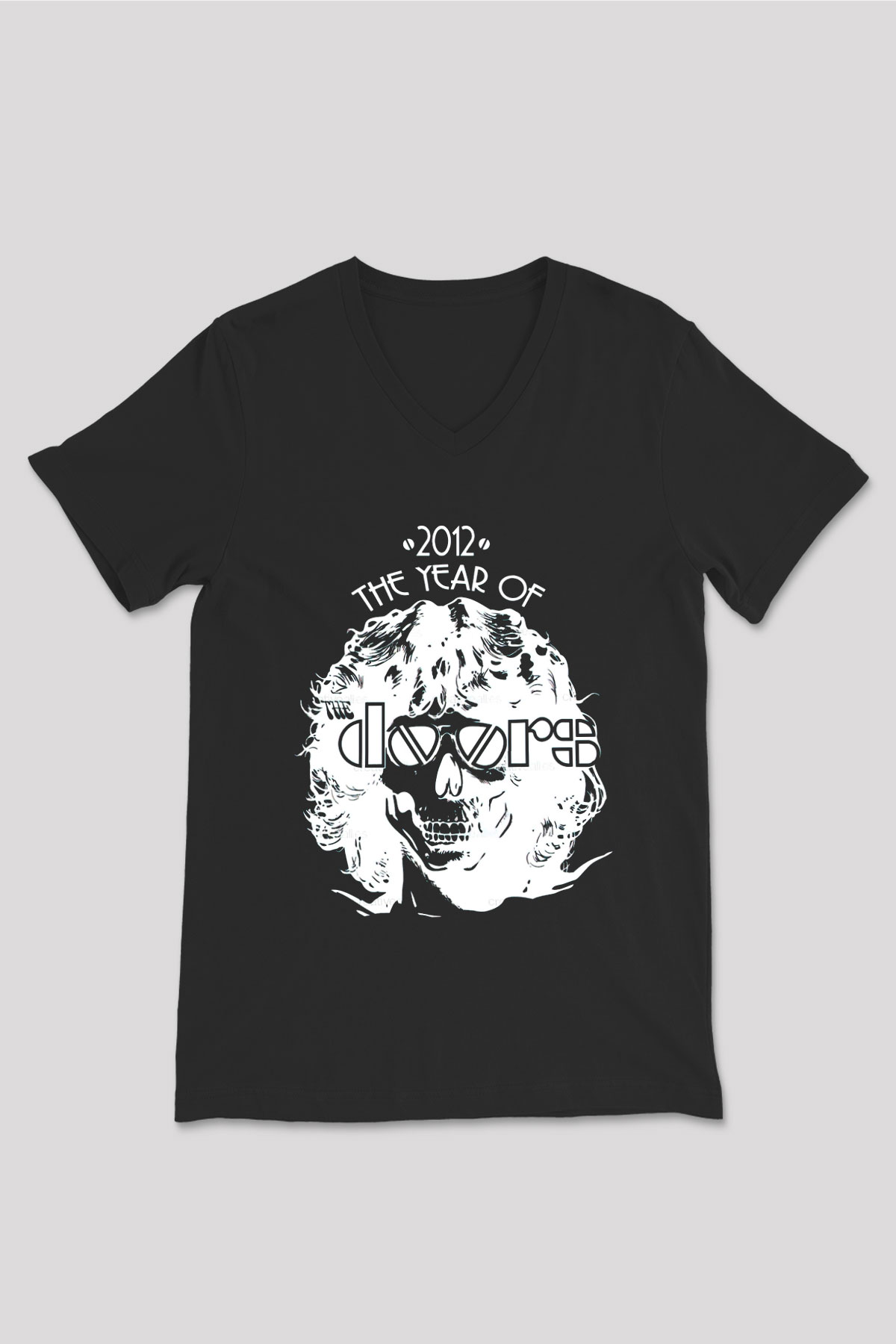 The Doors Siyah Unisex V Yaka Tişört T-Shirt