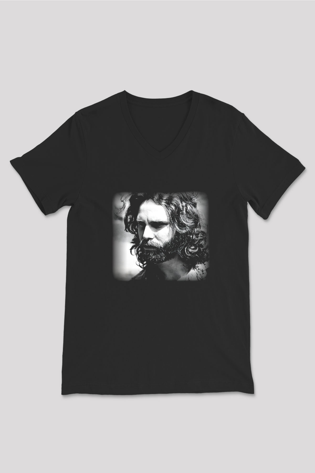 The Doors Siyah Unisex V Yaka Tişört T-Shirt