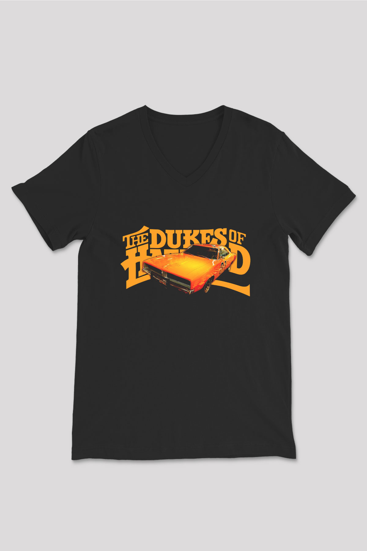 The Dukes of Hazzard Siyah Unisex  V Yaka Tişört