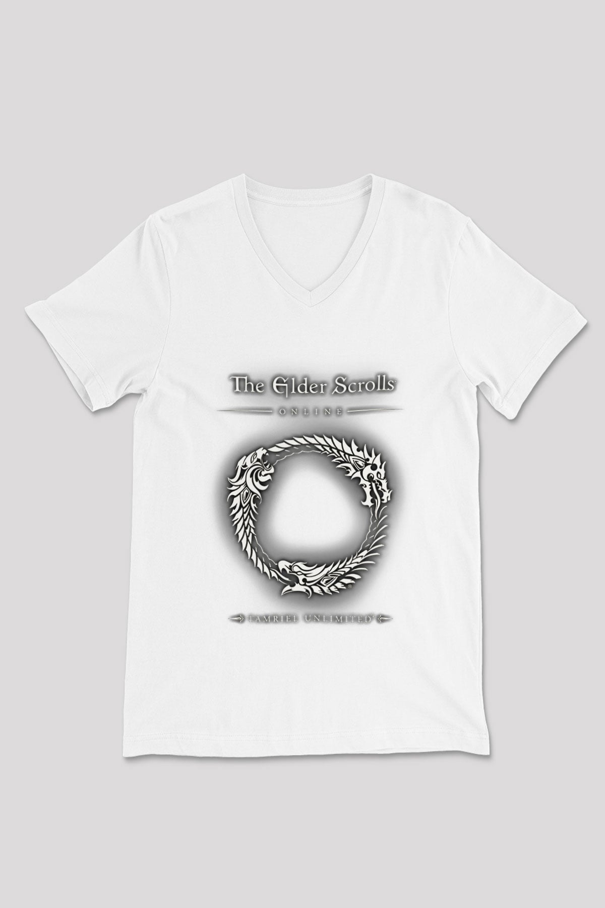 The Elder Scrolls Online Beyaz Unisex V Yaka Tişört T-Shirt