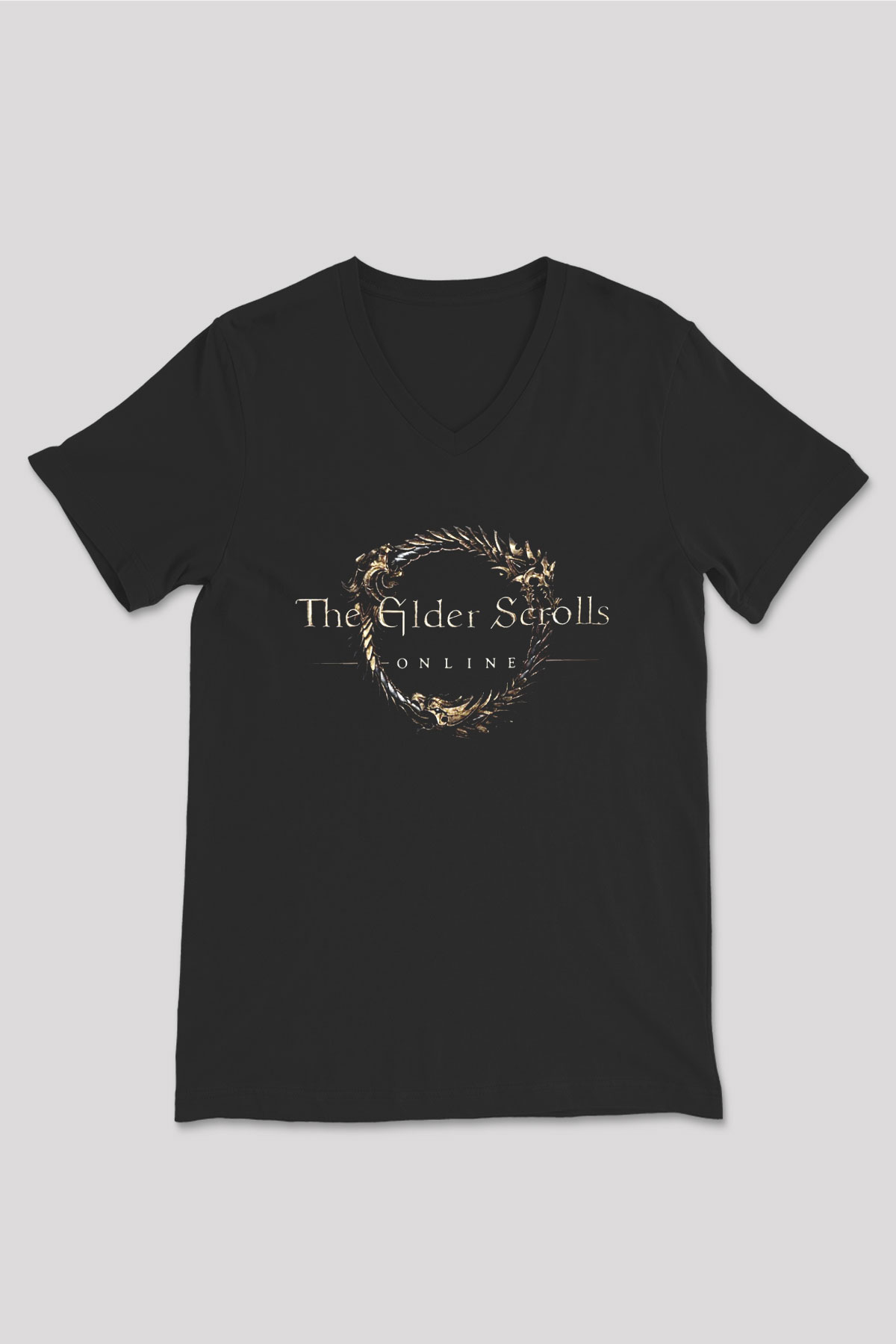 The Elder Scrolls Online Siyah Unisex V Yaka Tişört T-Shirt