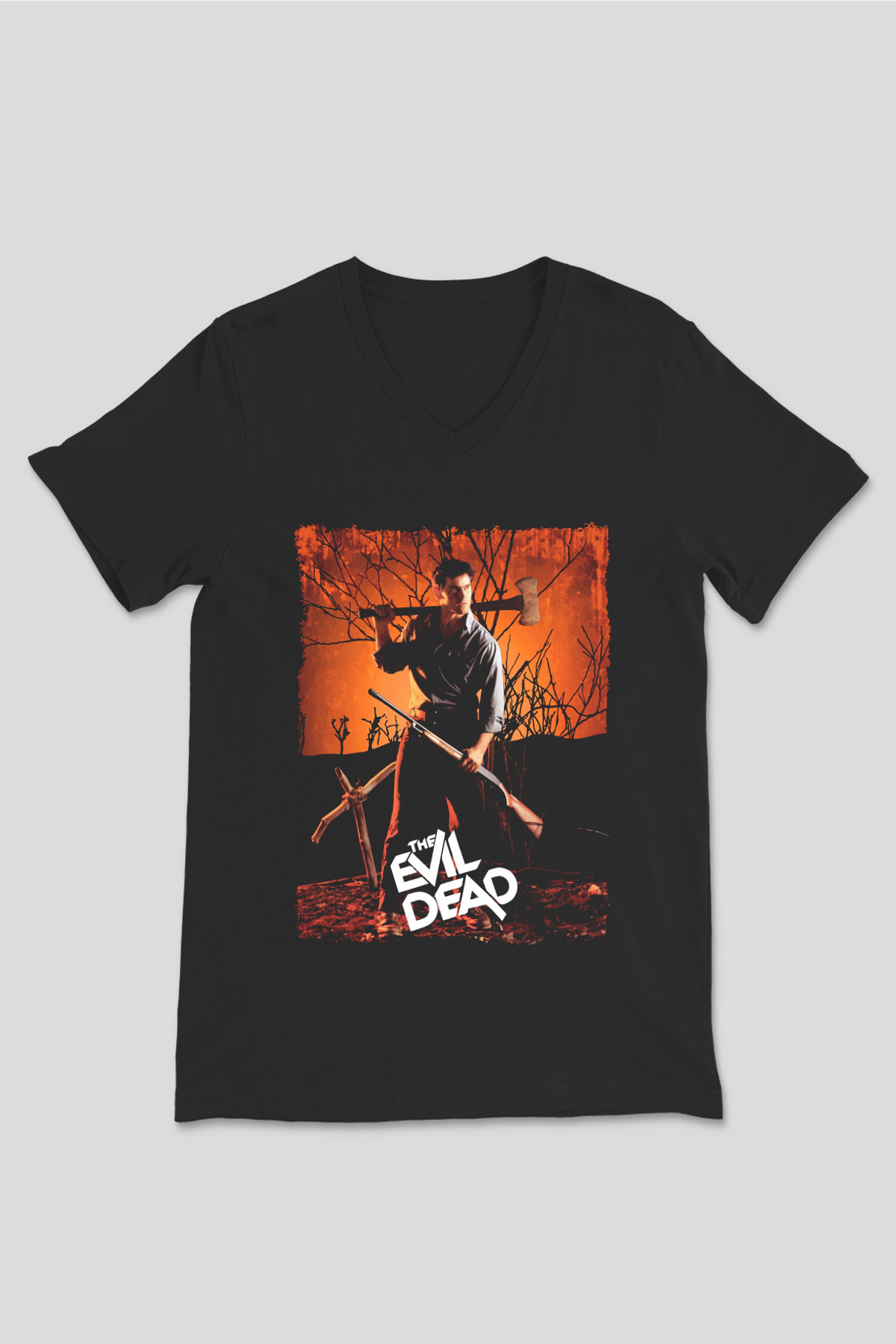 The Evil Dead Siyah Unisex V Yaka Tişört