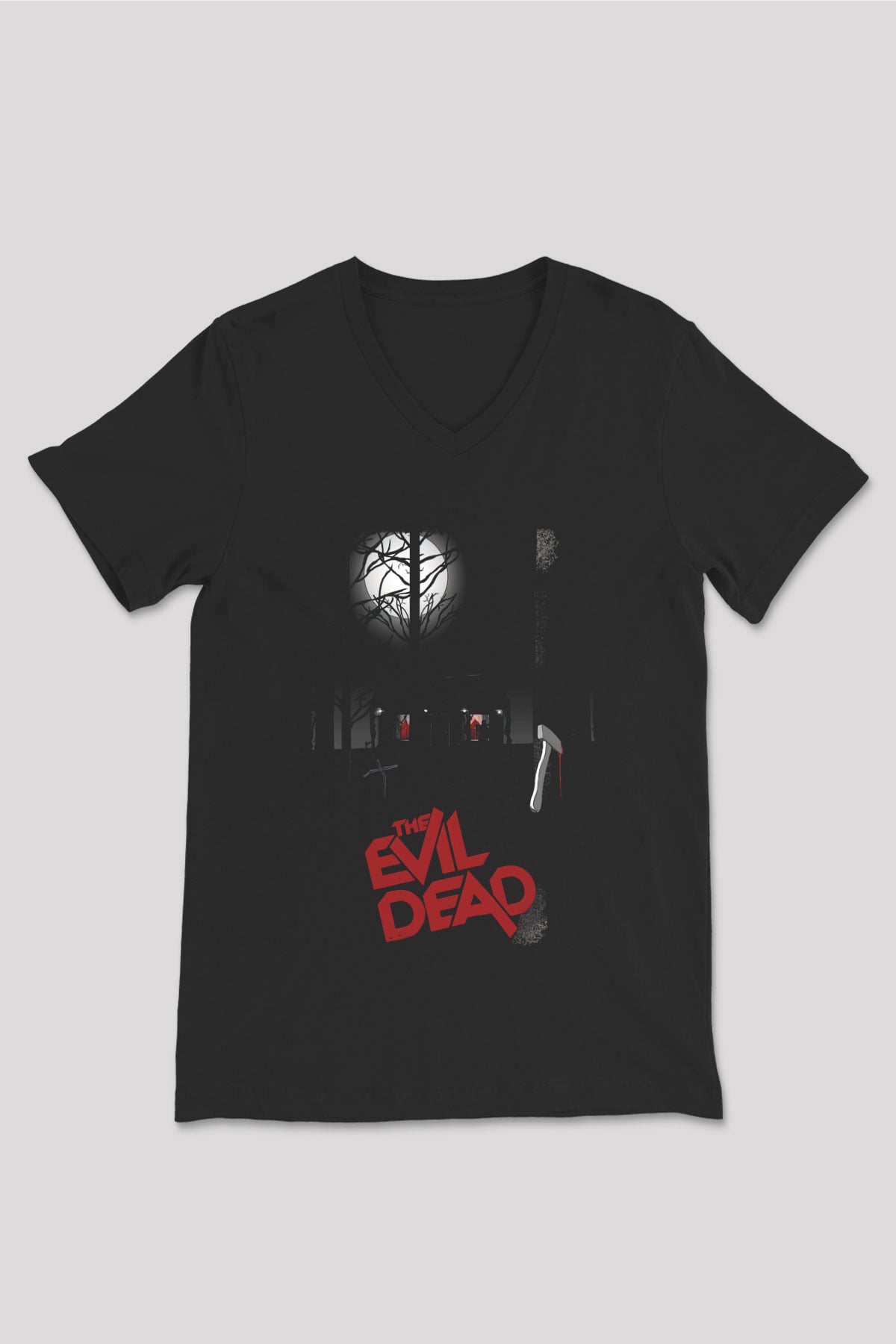The Evil Dead Siyah Unisex V Yaka Tişört
