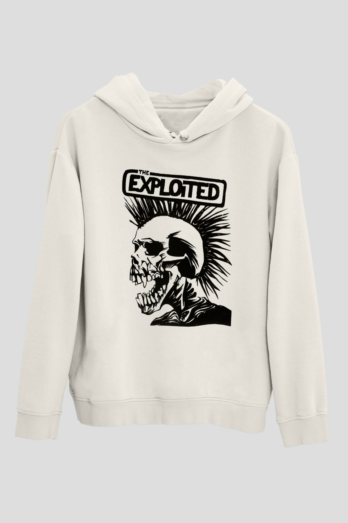 The Exploited Beyaz Unisex Kapşonlu Sweatshirt