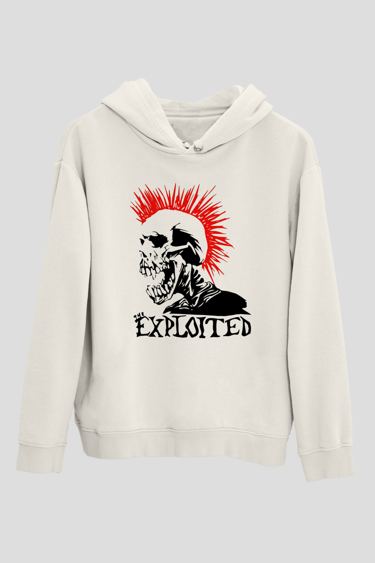 The Exploited Beyaz Unisex Kapşonlu Sweatshirt
