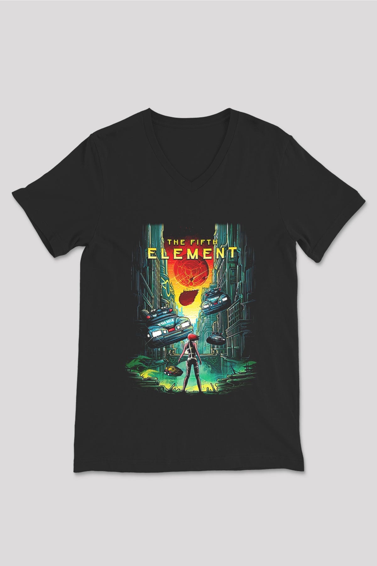 The Fifth Element Siyah Unisex V Yaka Tişört