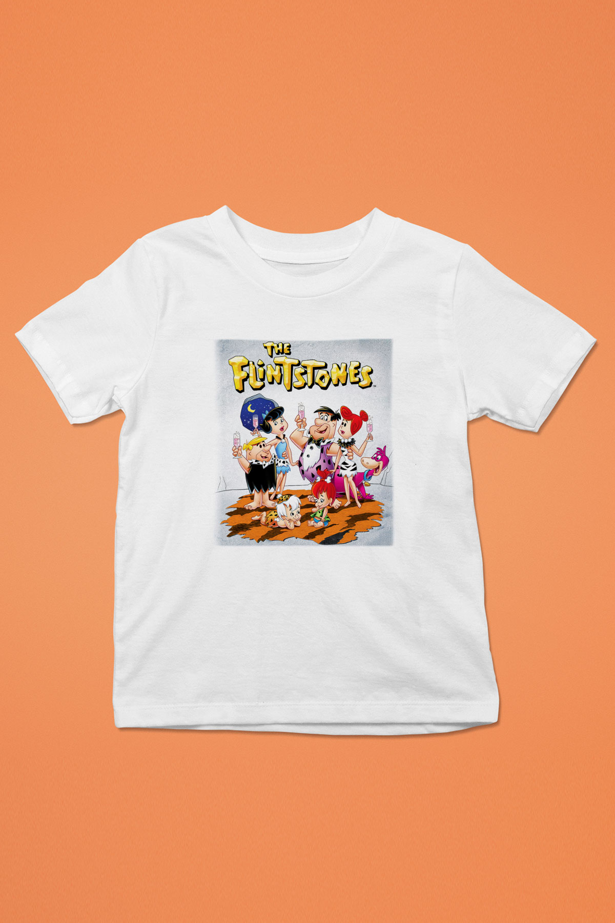 The Flintstones Taş Devri Baskılı Beyaz Unisex Çocuk Tişört