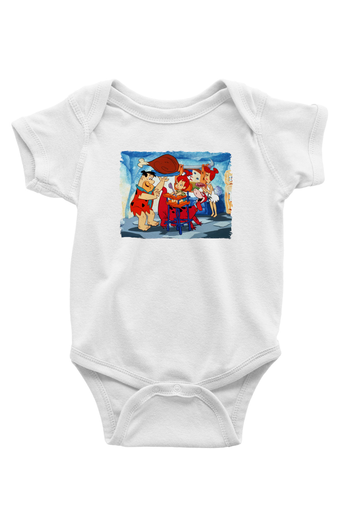 The Flintstones Taş Devri Beyaz Bebek Body - Zıbın
