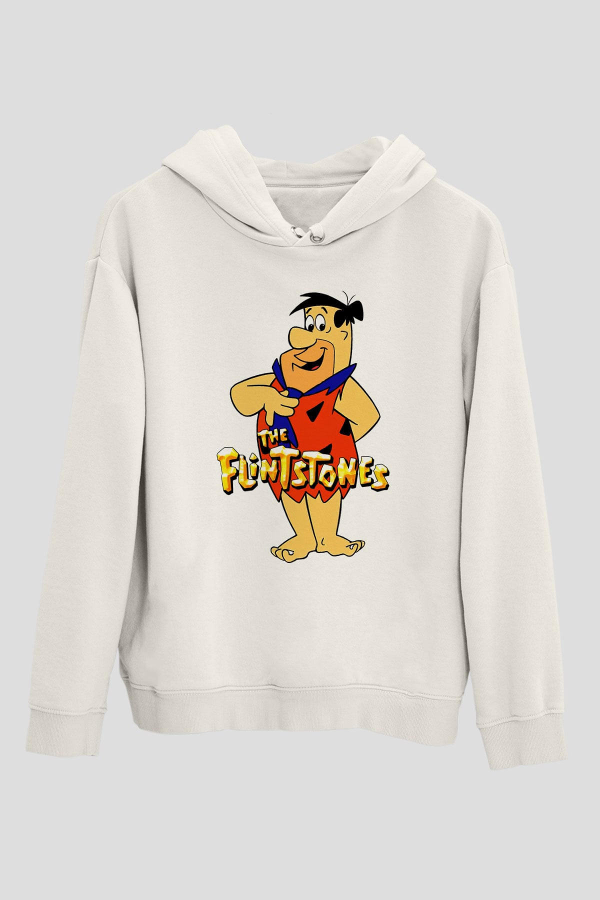 The Flintstones Taş Devri Beyaz Unisex Hoodie