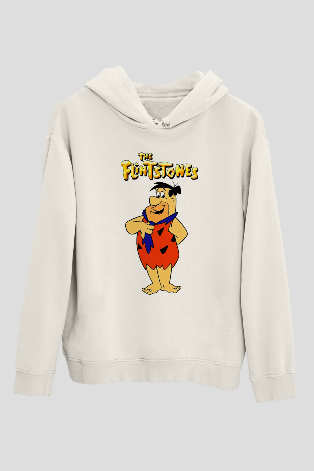 The Flintstones Taş Devri Beyaz Unisex Hoodie