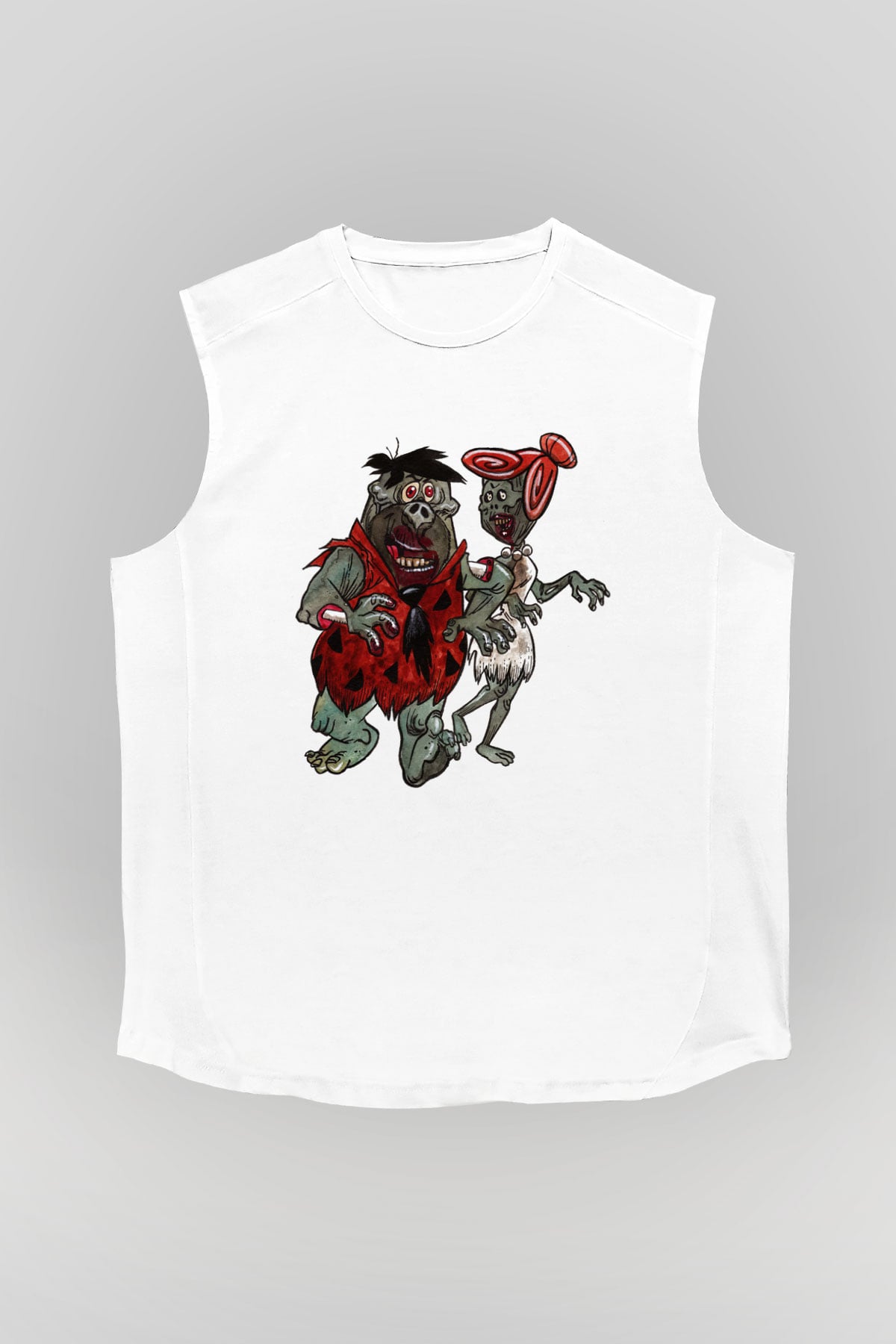 The Flintstones Taş Devri Beyaz Unisex Kolsuz Tişört