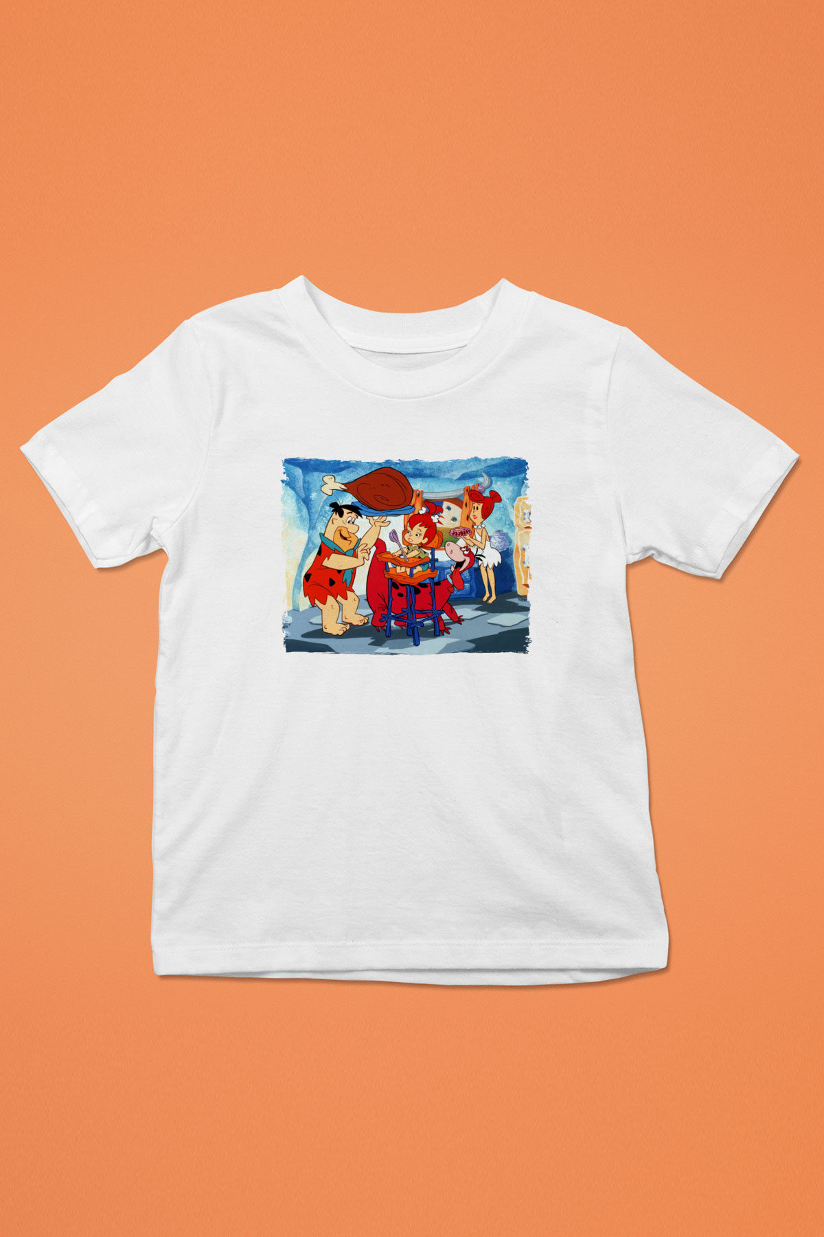 The Flintstones Taş Devri Beyaz Unisex  Çocuk Tişört
